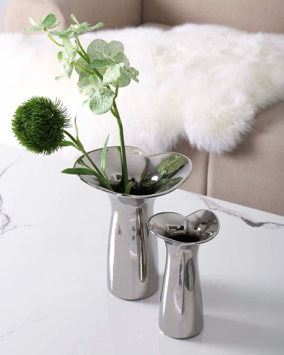 Handmade Modern Silver Bloom Vase, Ceramic Botanica Centrepiece Vase - Vases - Bloom Vase - Small - INSPECIAL HOME