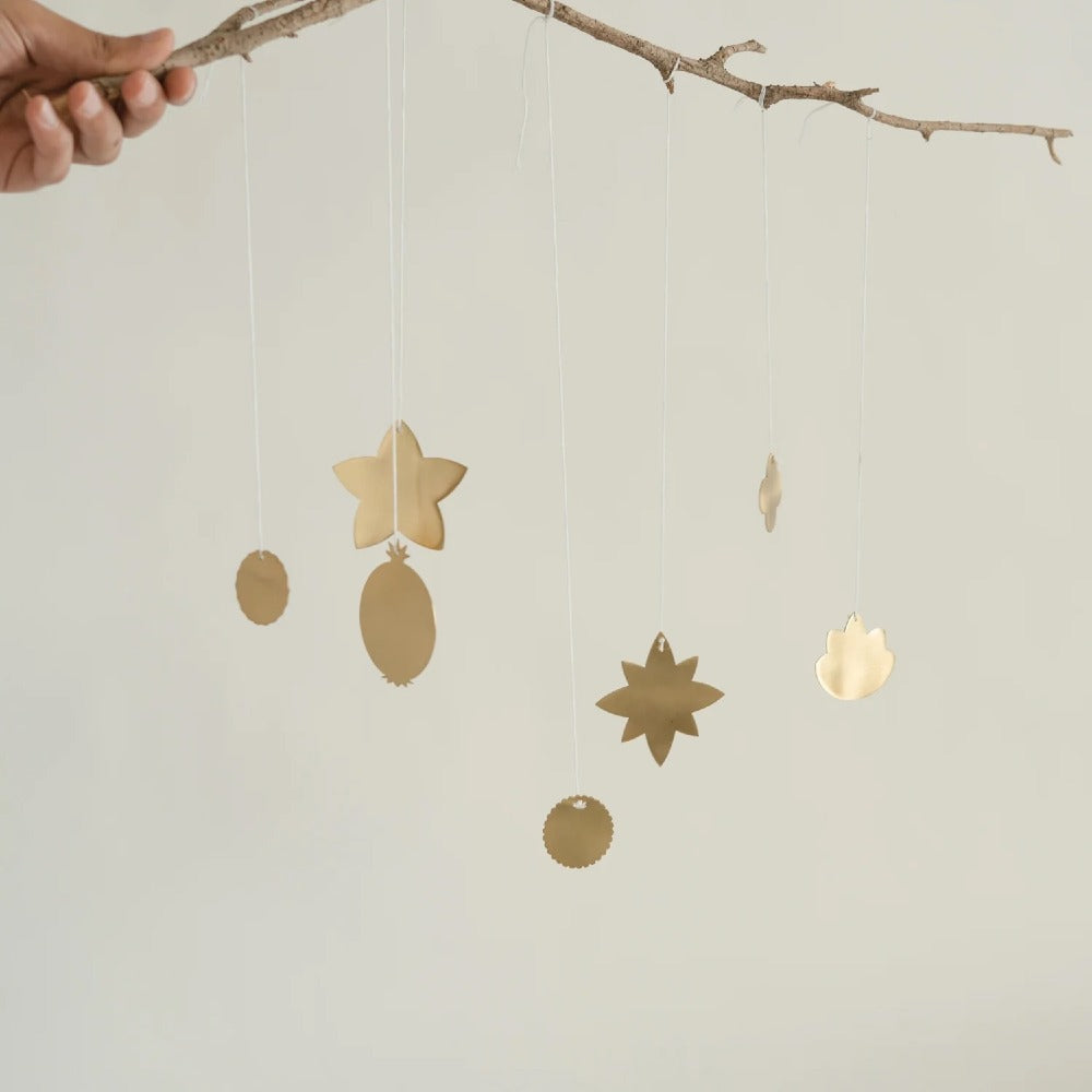 Foliage Brass Ornaments, Set of 7