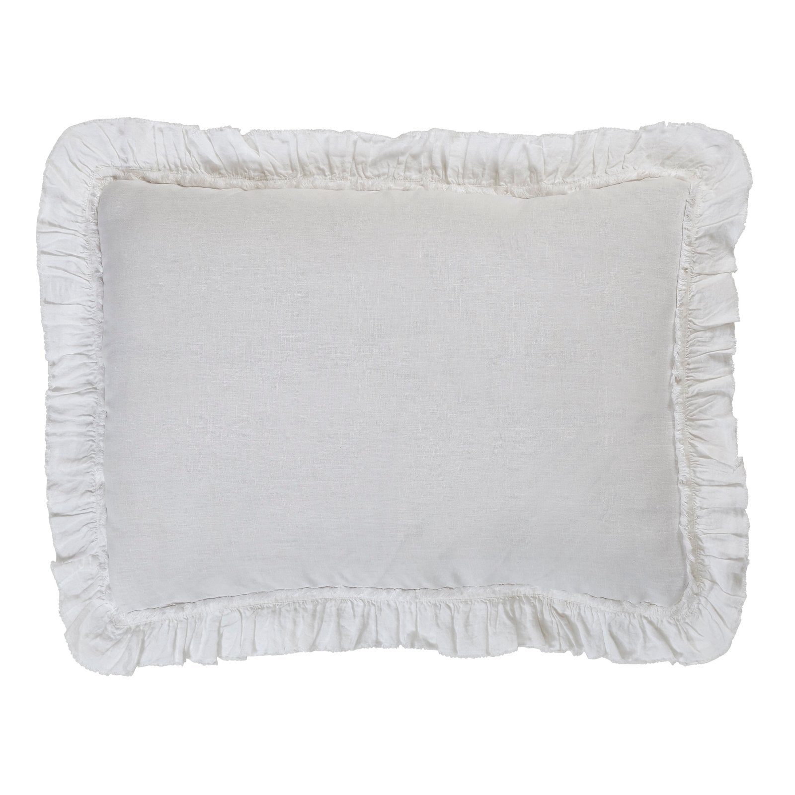 SS-017-2026_1|White ruffled duvet cover sham, providing a romantic and soft decorative accent for your elegant bedroom decor.