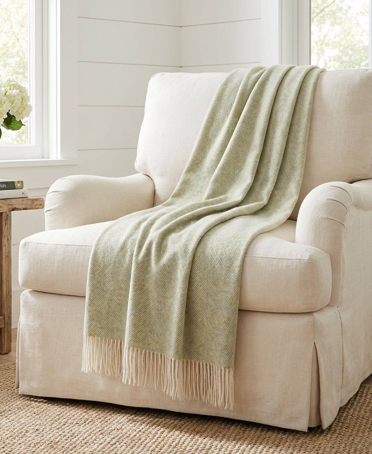 Southampton Home Shetland Lambswool Herringbone Throw – Meadow | Woven in England-Throws and Blankets-[bar code]-Prince of Scots