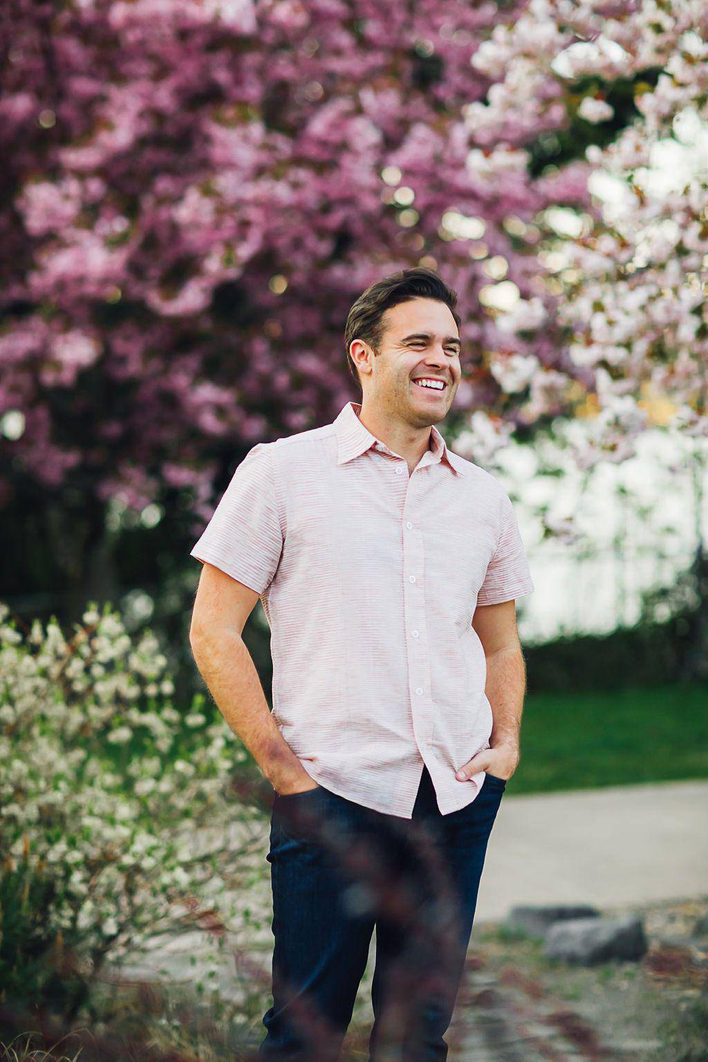 Salmon Men's Button Down Shirt - Passion Lilie