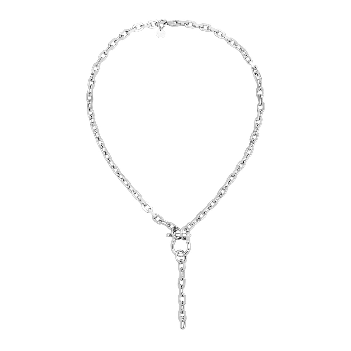 Silver chain link necklace from the Livia Lariat Necklace collection
