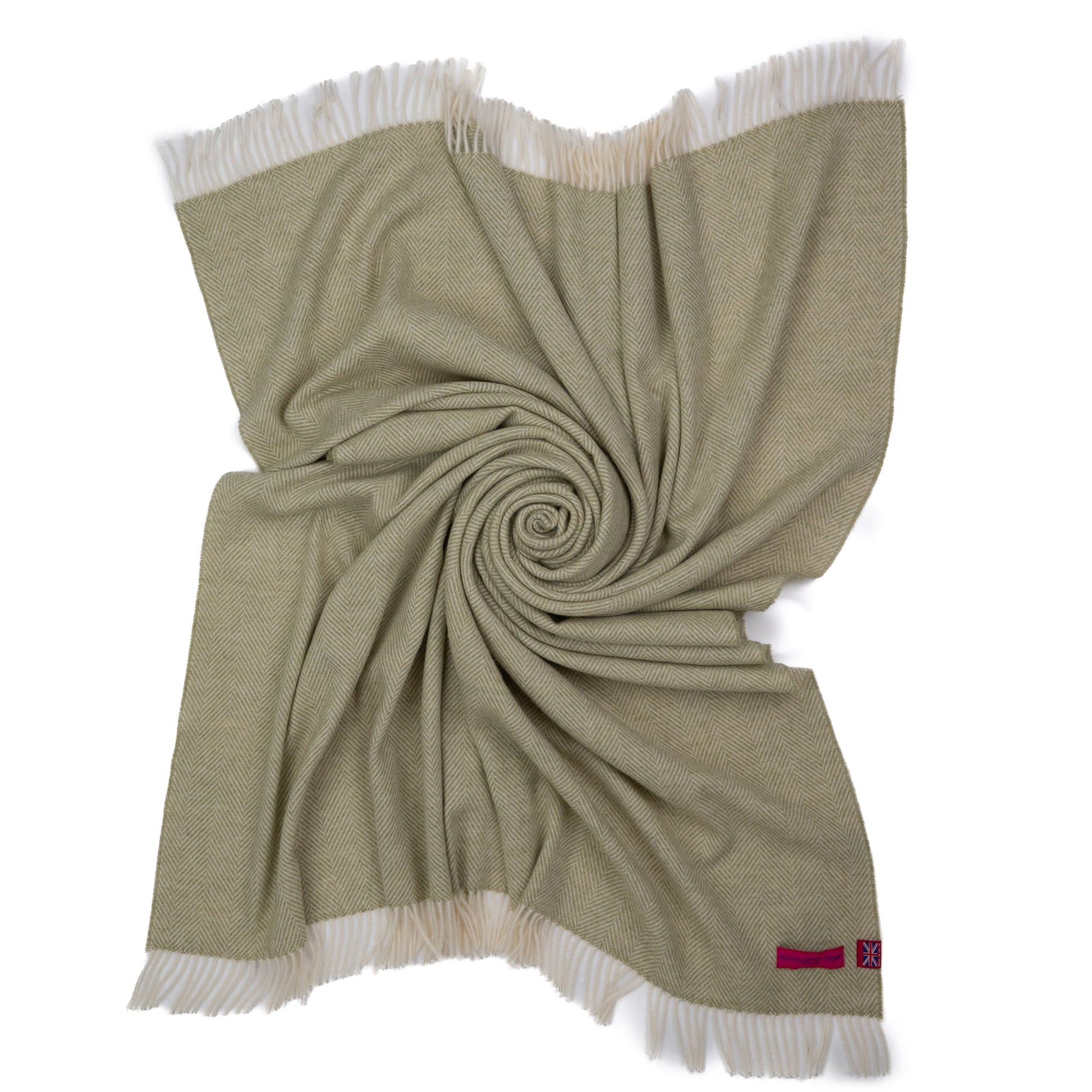 Southampton Home Merino Wool Herringbone Throw (Celery)-Throws and Blankets-[bar code]-Prince of Scots