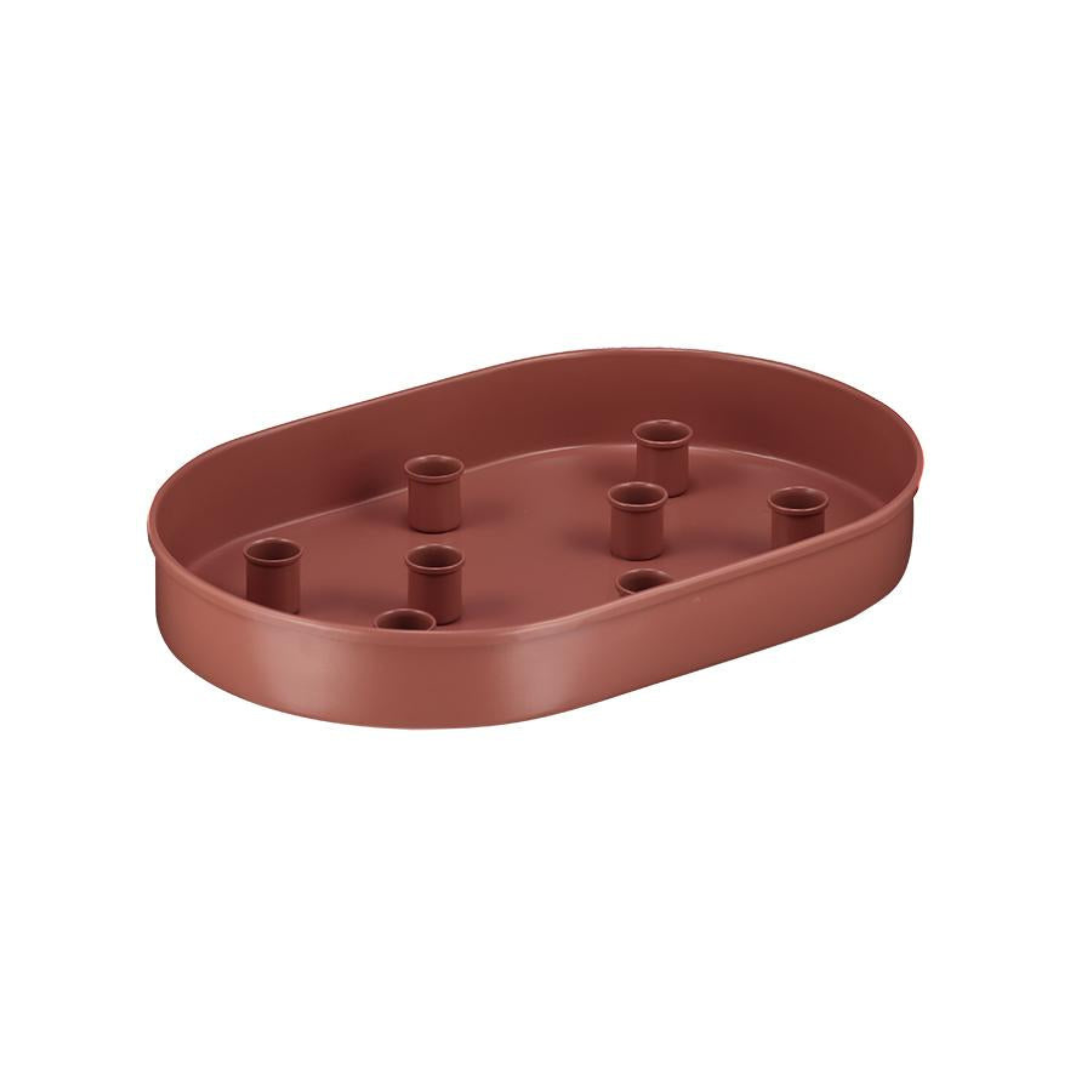 Oval Metal Candle Platter - Brick Dust