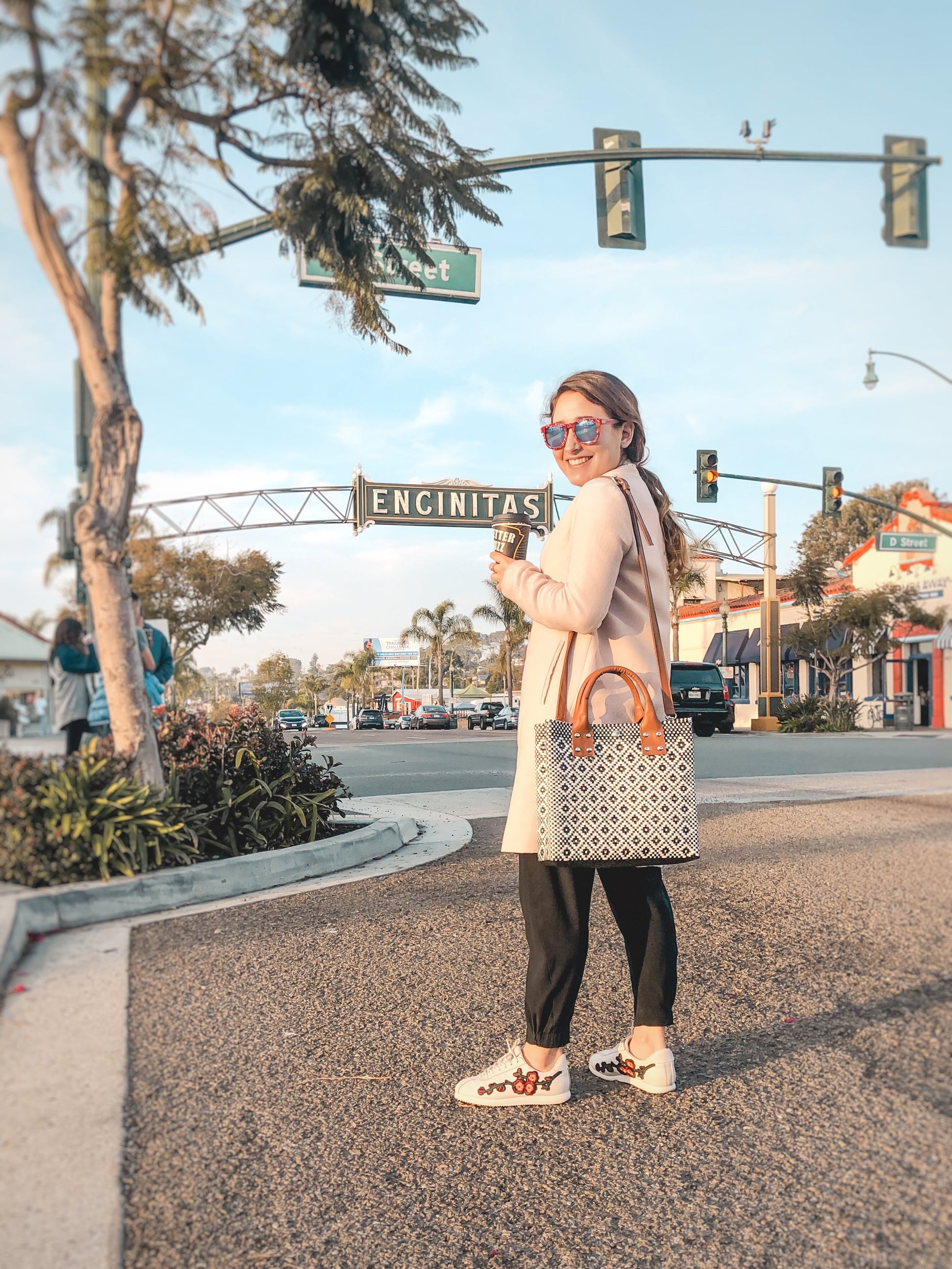 Panda Medium Crossbody Bag - Black and white Woven Crossbody Bag with Camel Leather Strap, handles, and Interior Pouch - Tin Marin Brand - Crossbody bags for women - handwoven bags made by artisan communities
