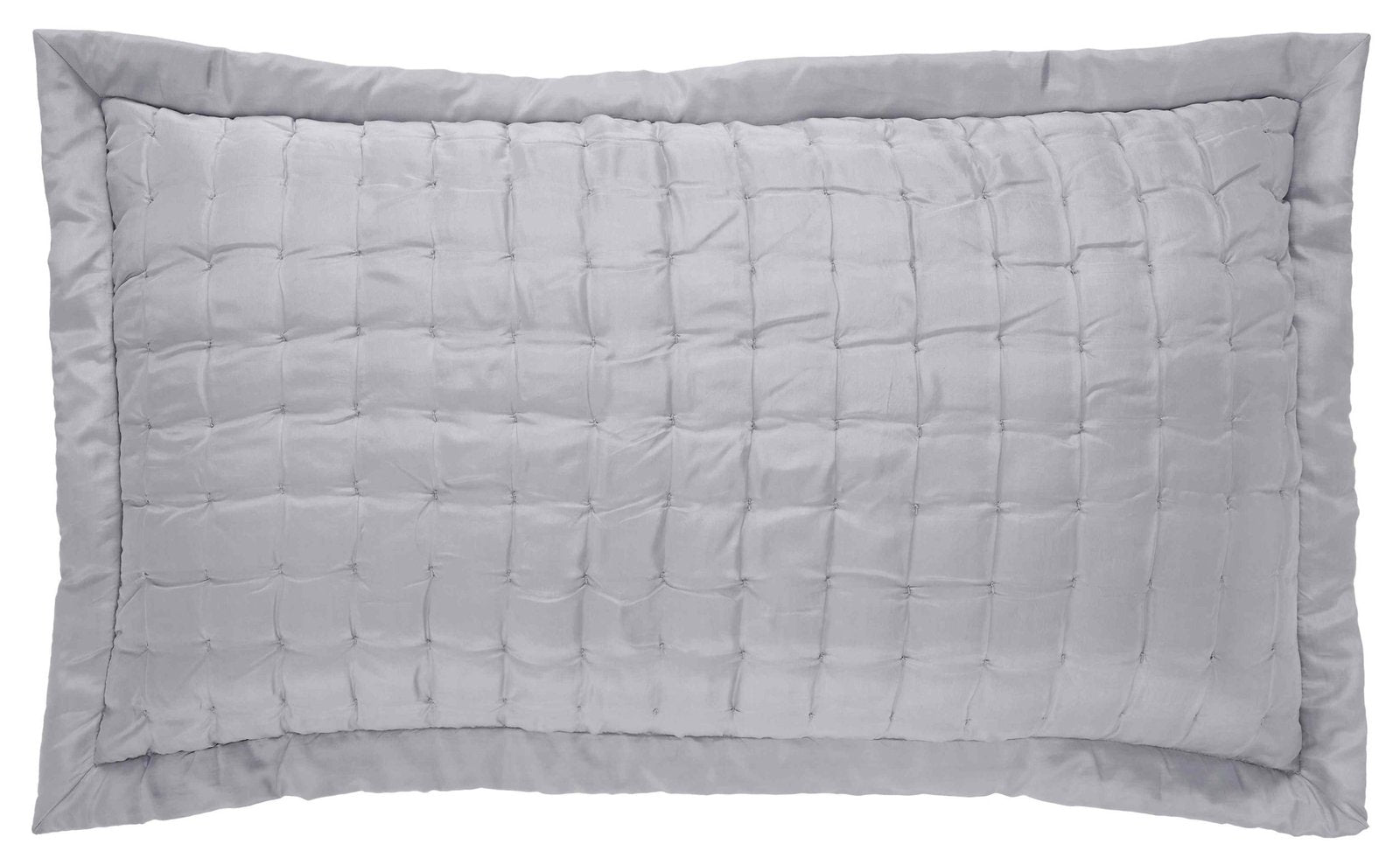KS-333-2036_1|Elegant silver grey rectangular quilted pillow with square stitching. Perfect decorative bed accent for modern design.