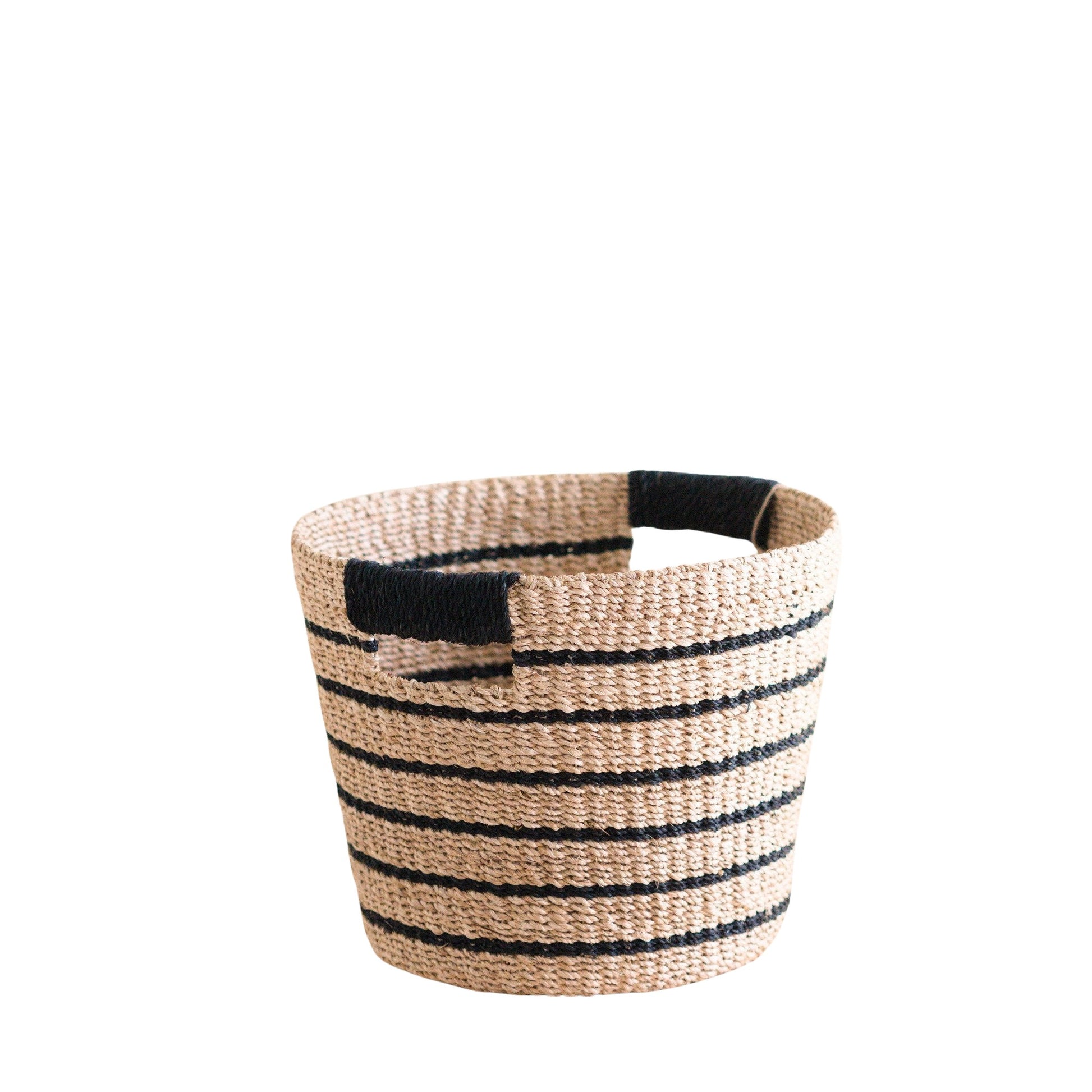 Baskets - Black + Natural Striped Tapered Basket - Modern Baskets | LIKHA - LIKHÂ
