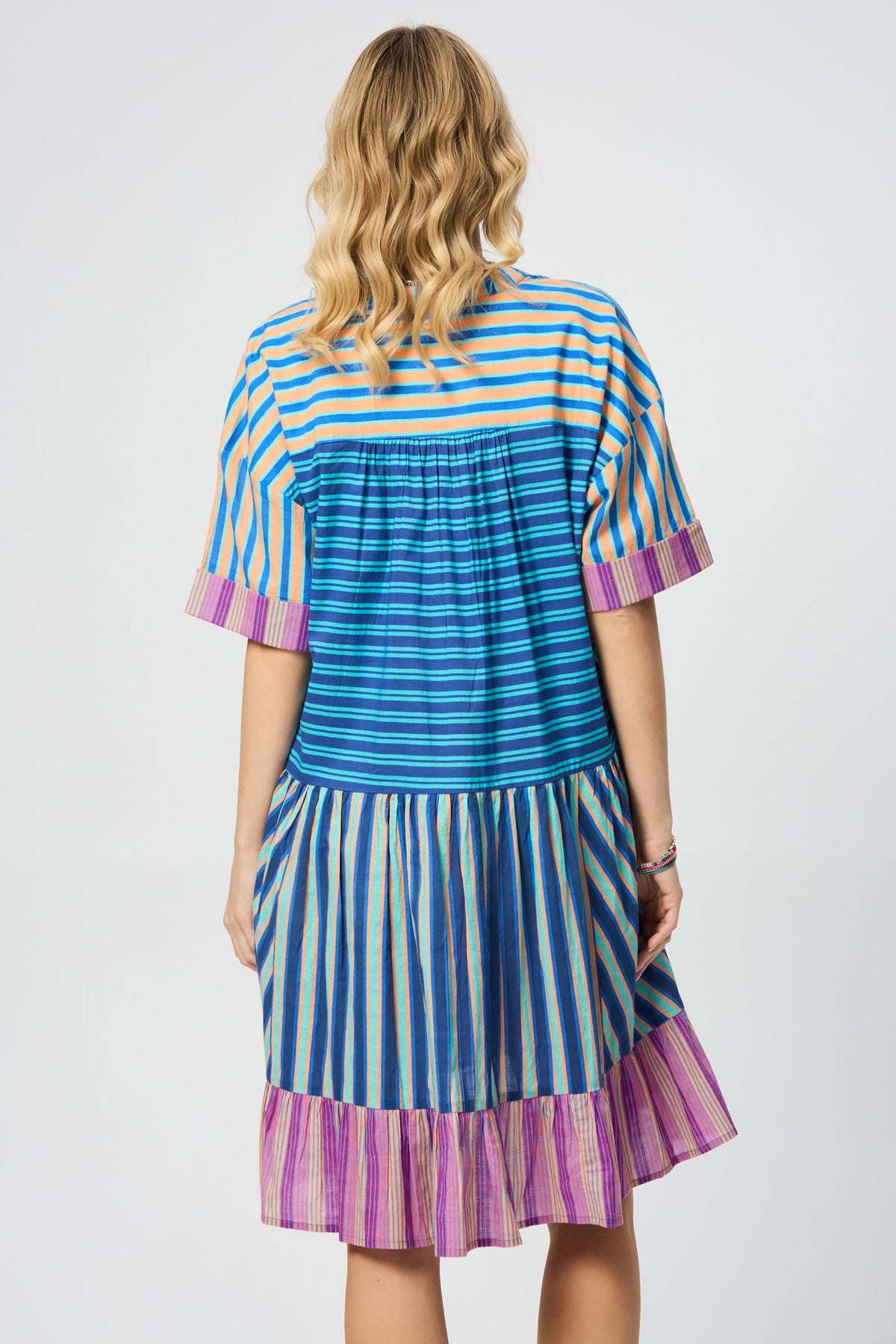 Bold Striped Cover Up Dress - Blue Multi