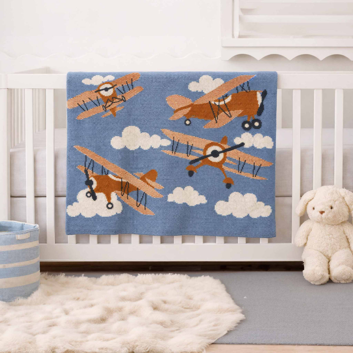 in2green Eco Baby Throws Baby Cotton Knit Blanket - Planes 601570194887 BB02PL1