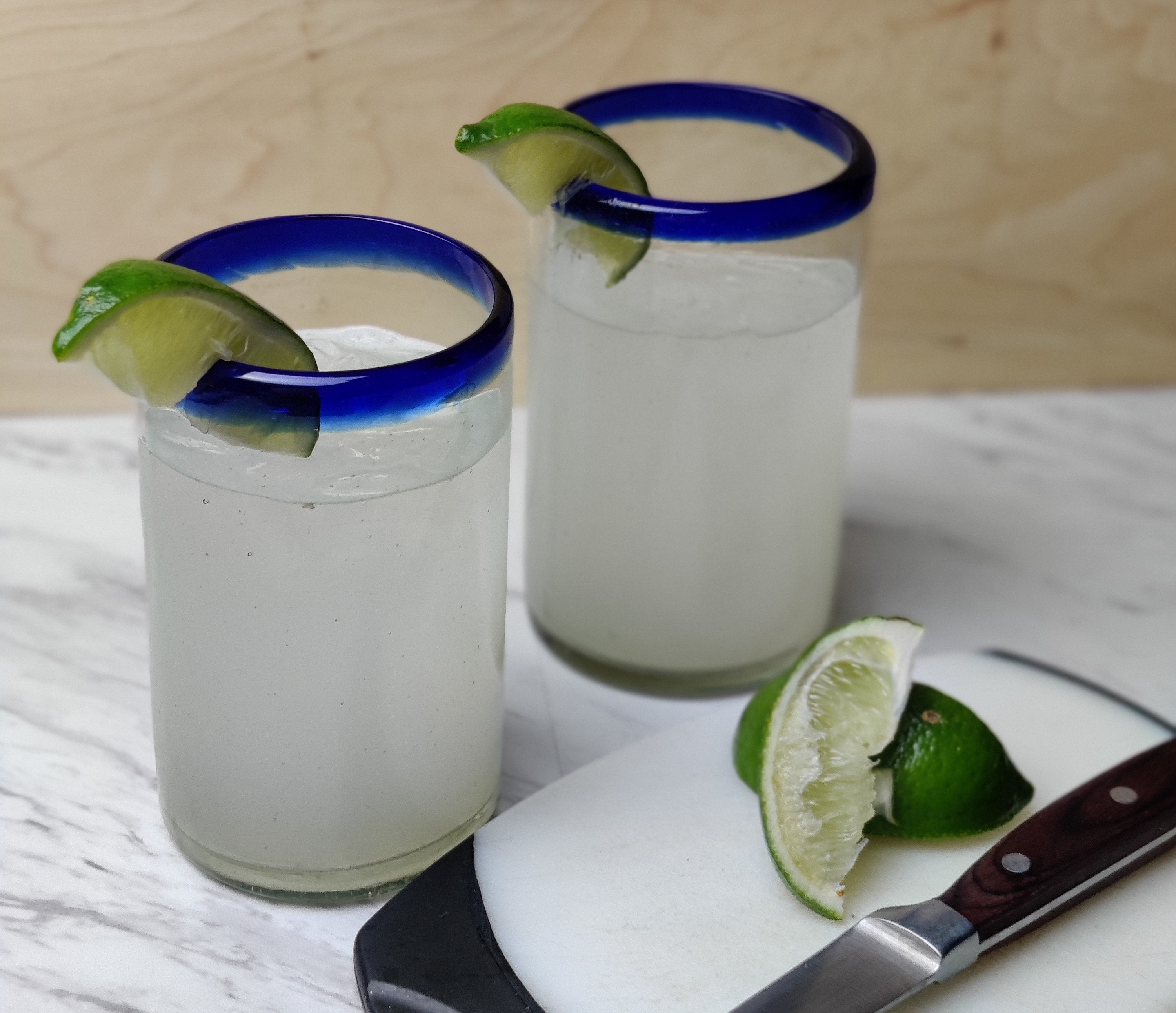Cobalt Blue Rim Drinking Glasses - Set of 6