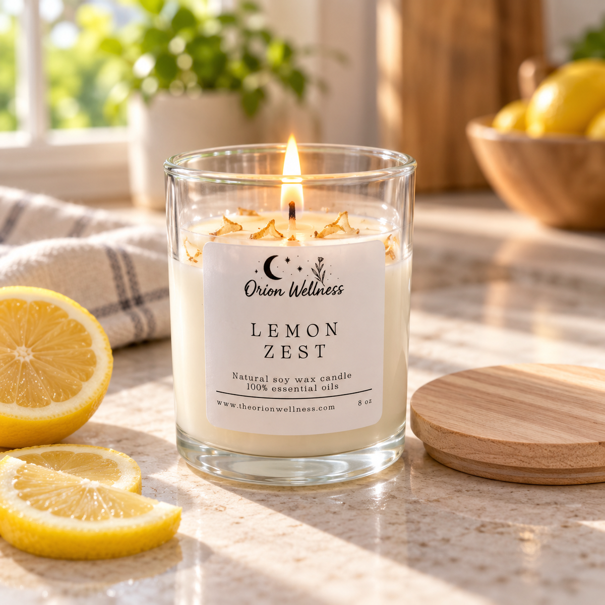 Lemon Zest Candle in use as part of Lemon Zest Shower Ritual