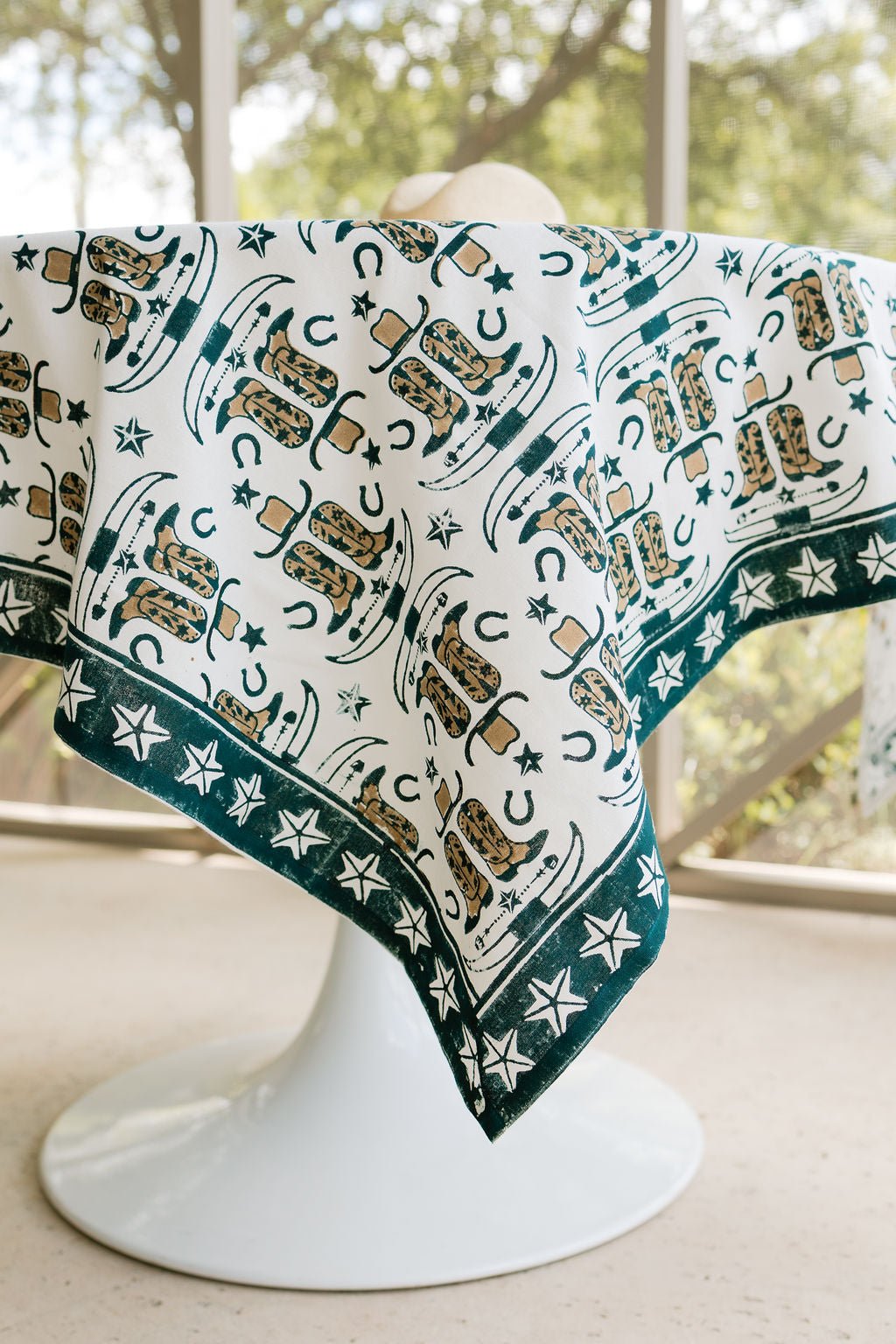 Table Throw (Ivory)- Cowgirl, Midnight & Chai - The Mended Company