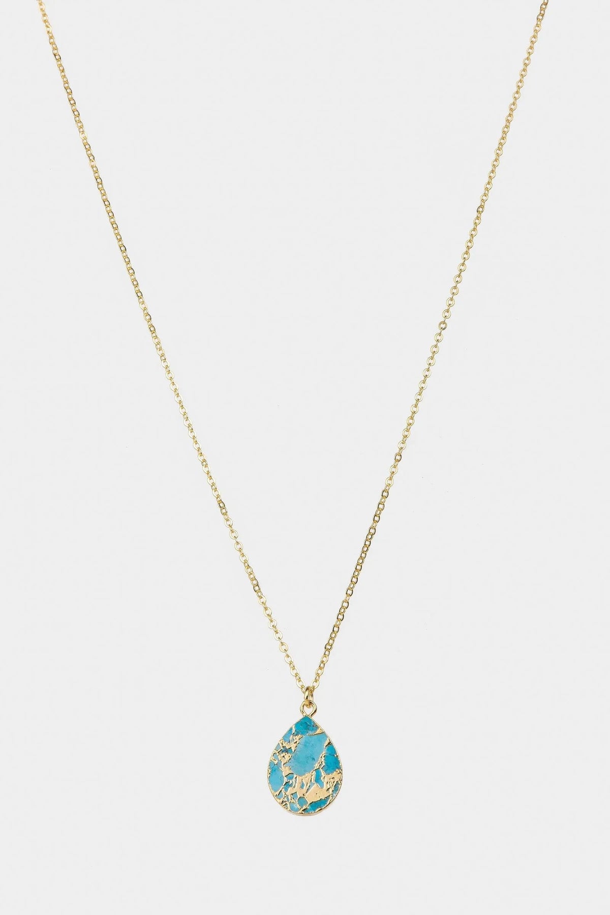Mojave Pear Shape Mixed Gemstone Pendant Necklace Turquoise