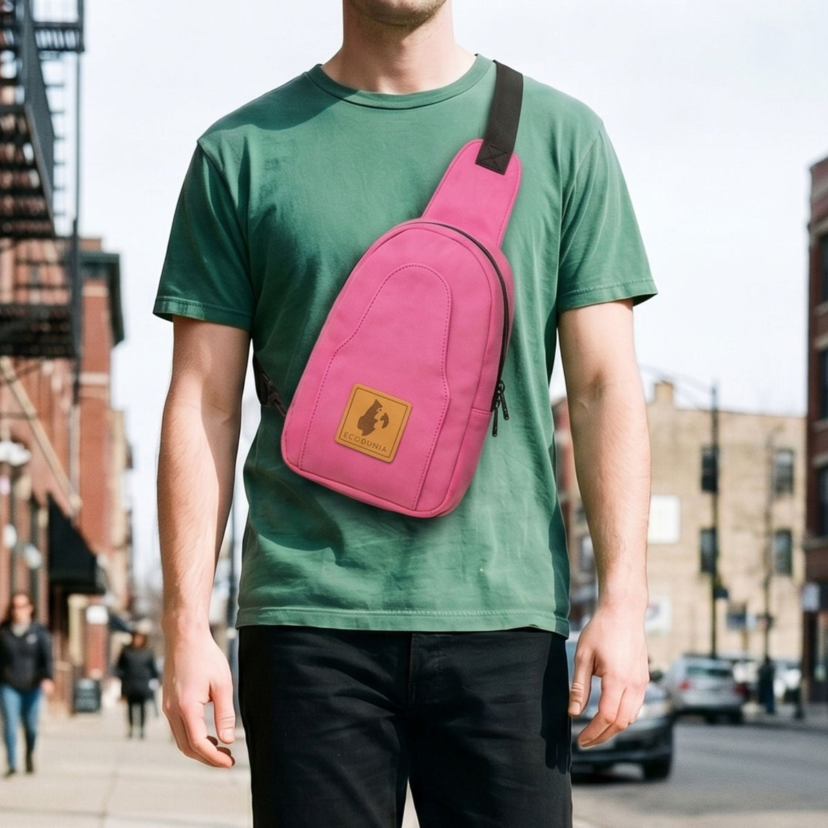 Buru pink canvas crossbody sling bag for women #color_pink