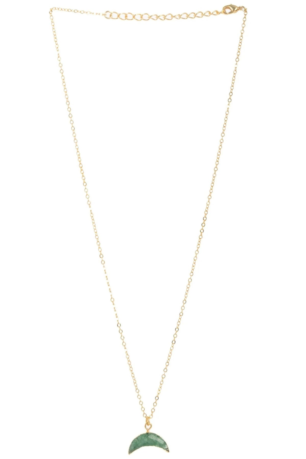 Mini Moon Gemstone Earring and Necklace Set Sea Green