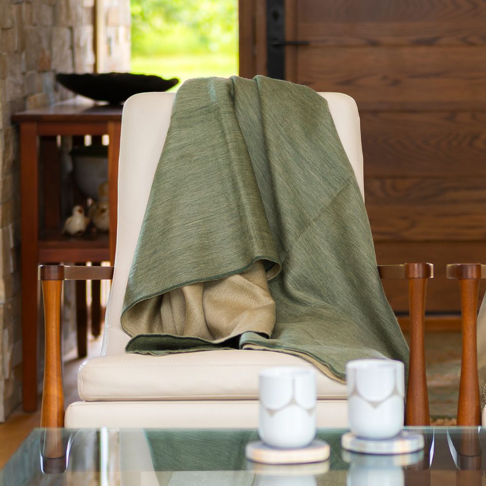 green alpaca throw blanket