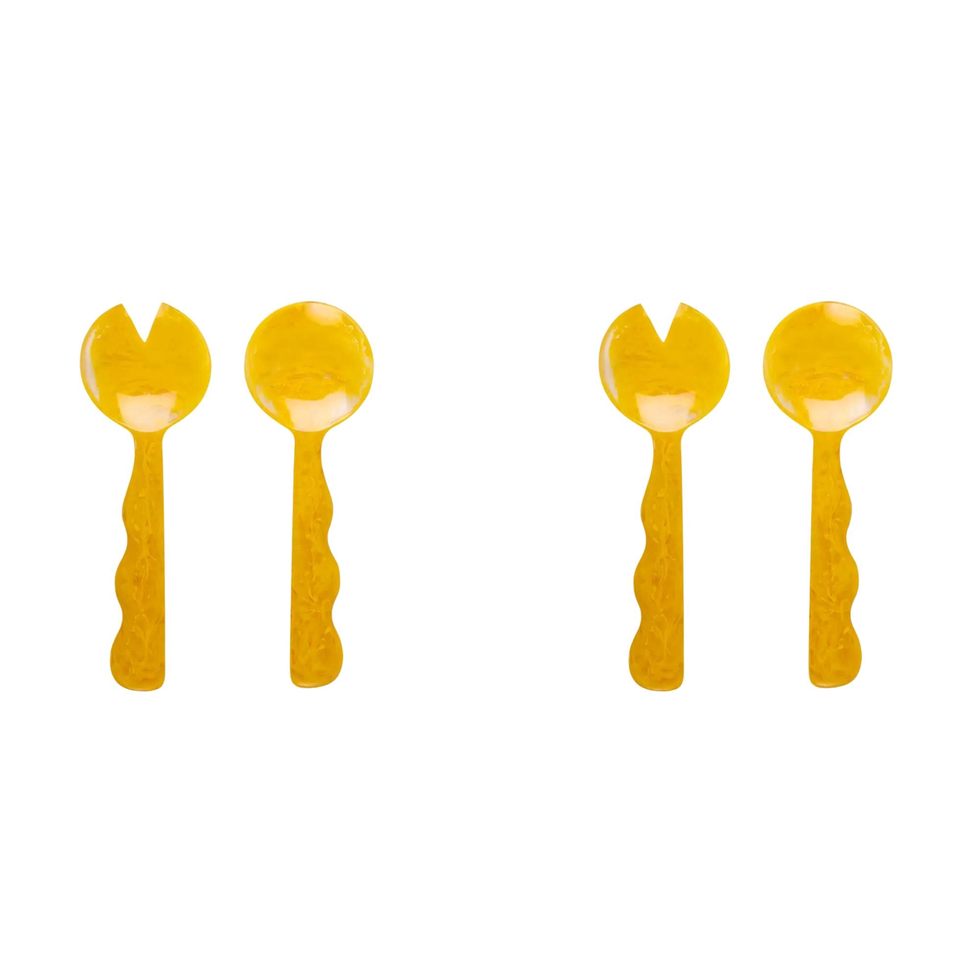 Resin Salad Server- Mustard , 12.40 x 3.93 Inches - Set of 2 , 2 Quantity