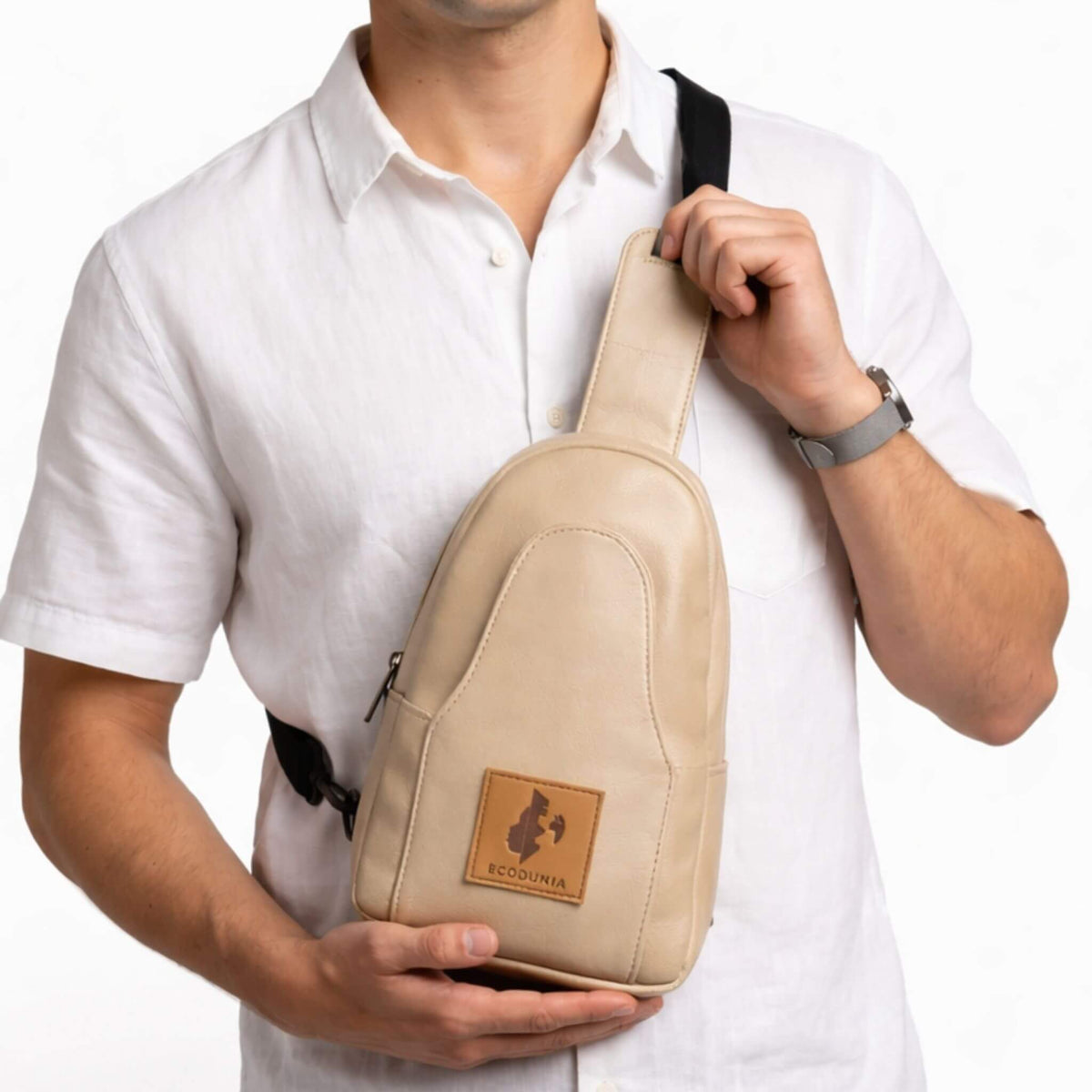 Buru latte vegan leather fashionable sling bag #color_latte