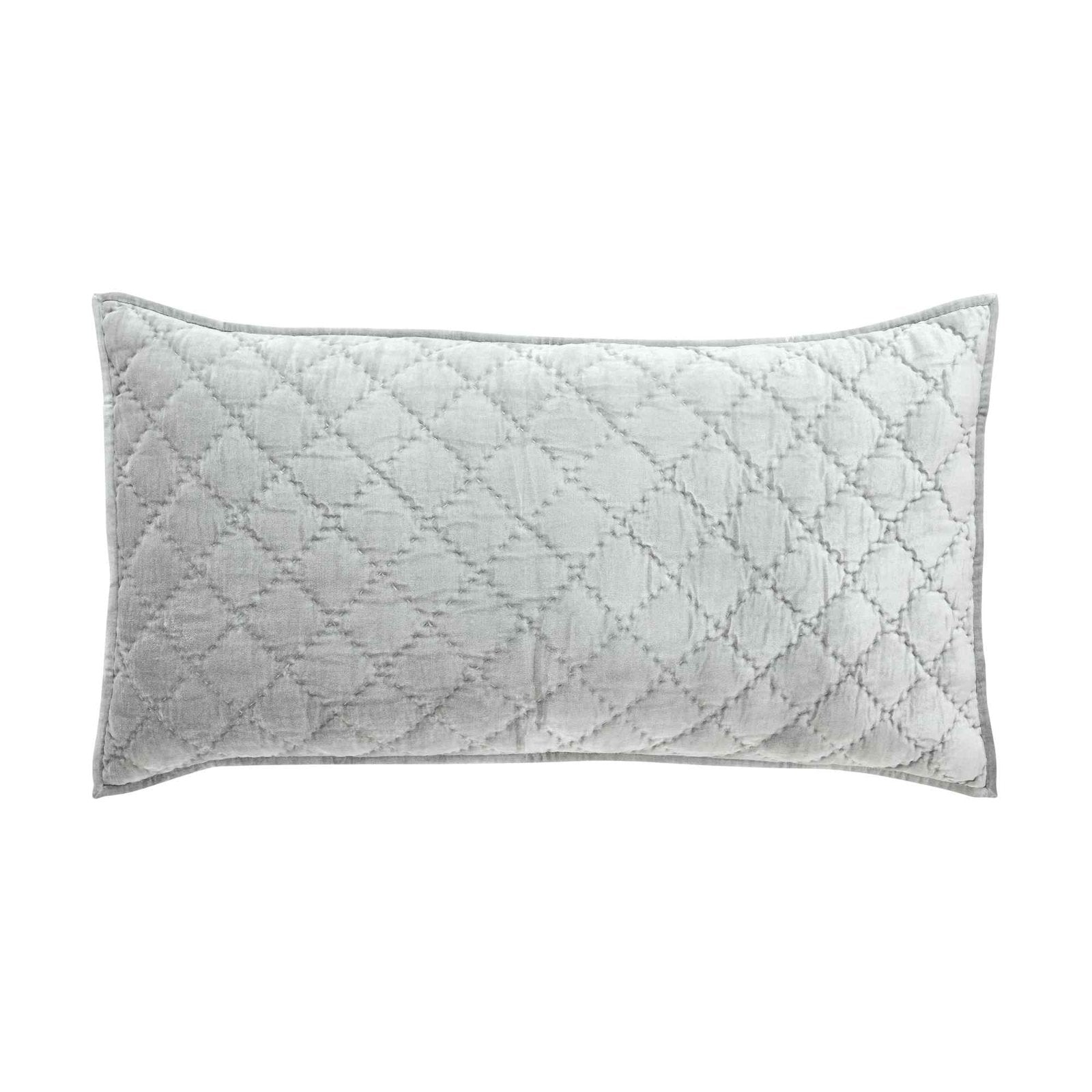 KS-356-2036_1|Soft light grey rectangular quilted pillow sham with elegant diamond stitching, perfect for adding texture to bed decor.