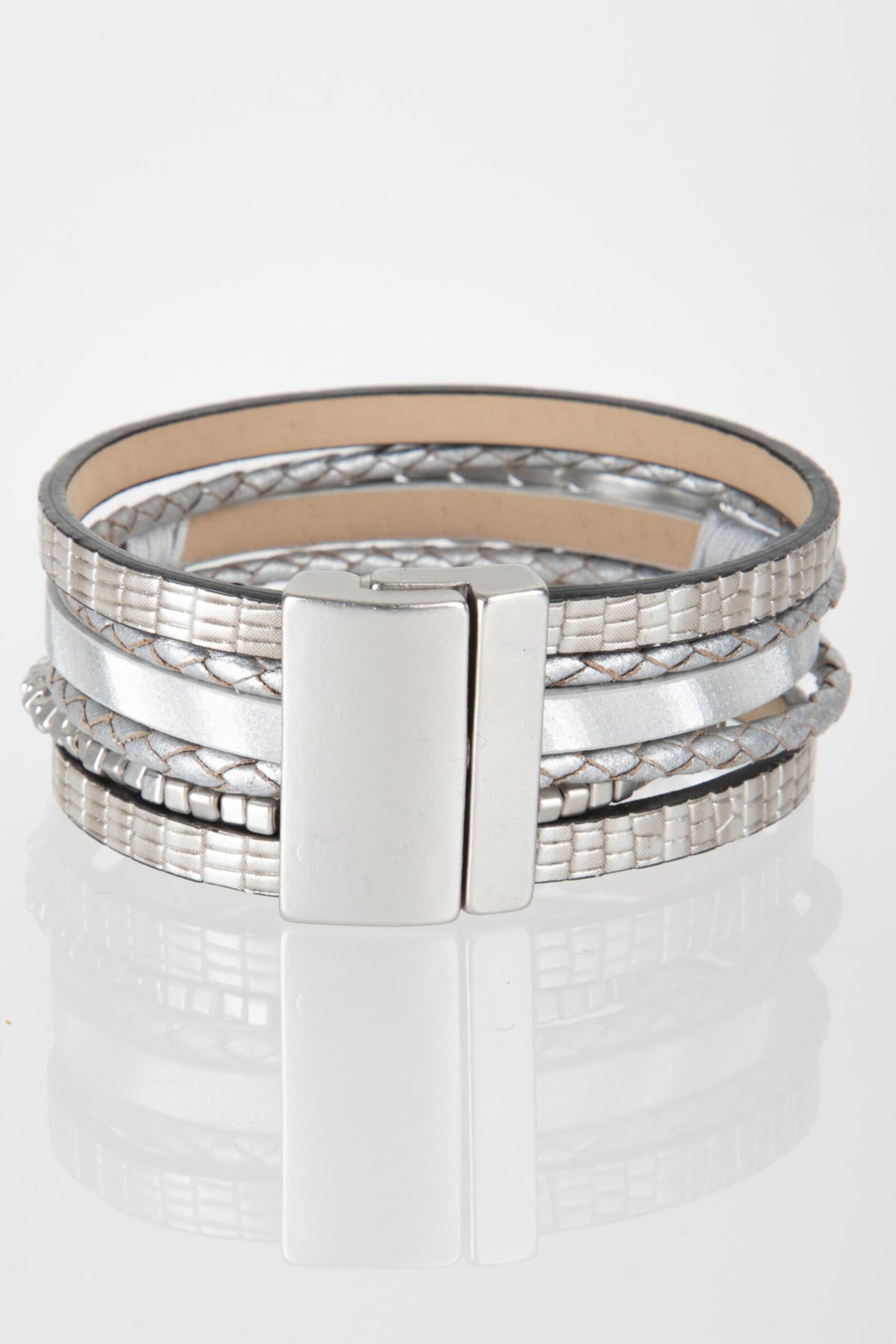 Natural Stones and Chain Leath - Grey