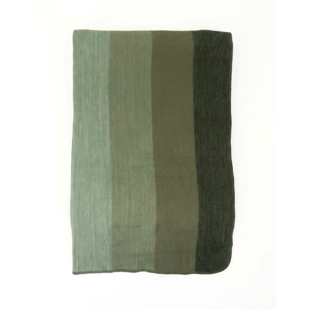 Lustrous Sage & Green handwoven alpaca throw blanket folded, Nawi Collection