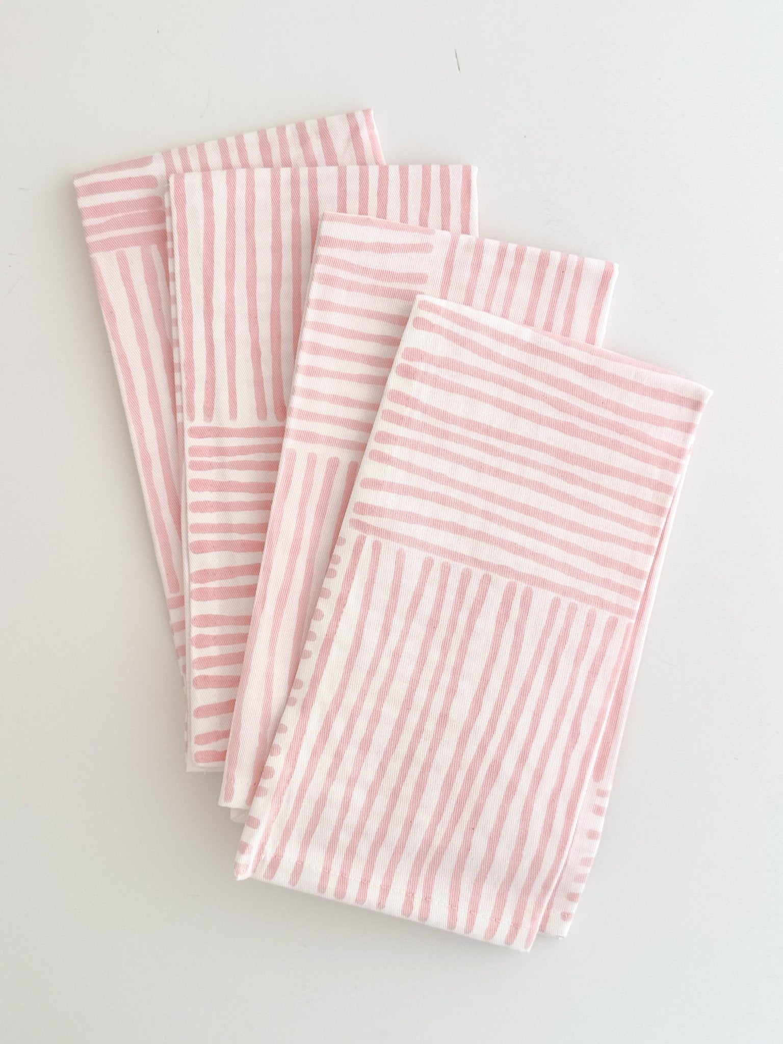 Organic Napkins (set of 4) - Stripe, Rose - The Mended Company
