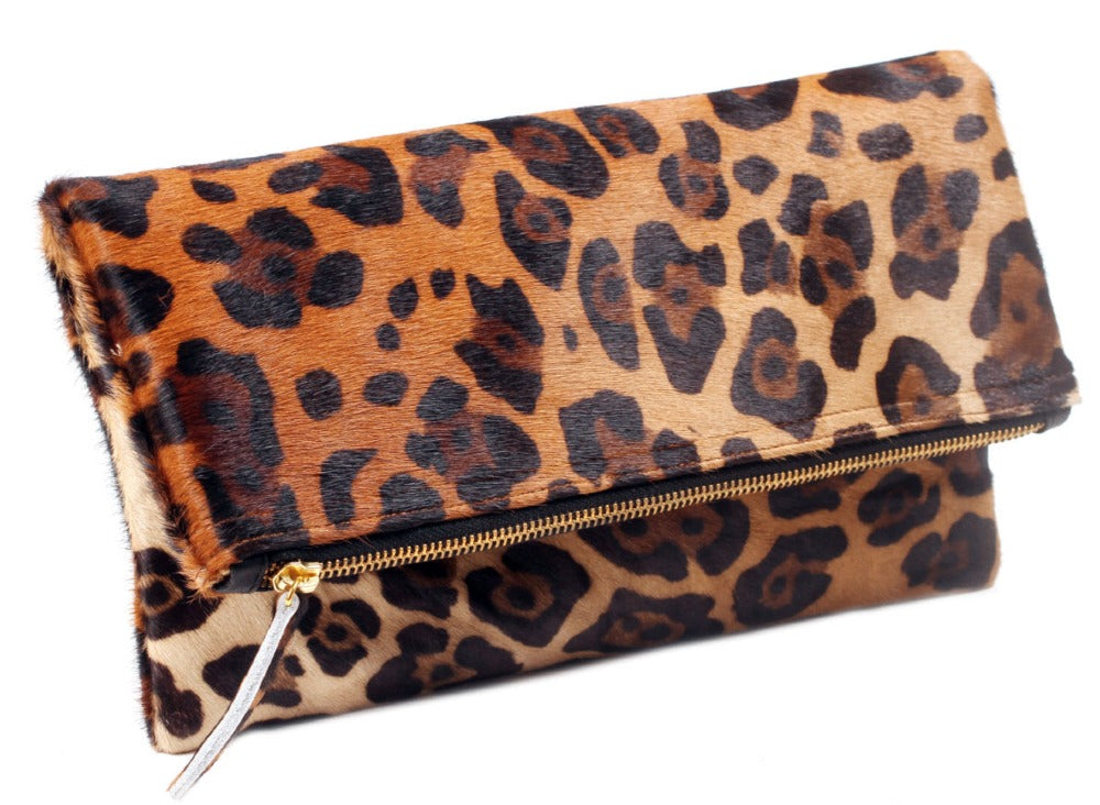 Flat view jaguar foldover clutch womens bag