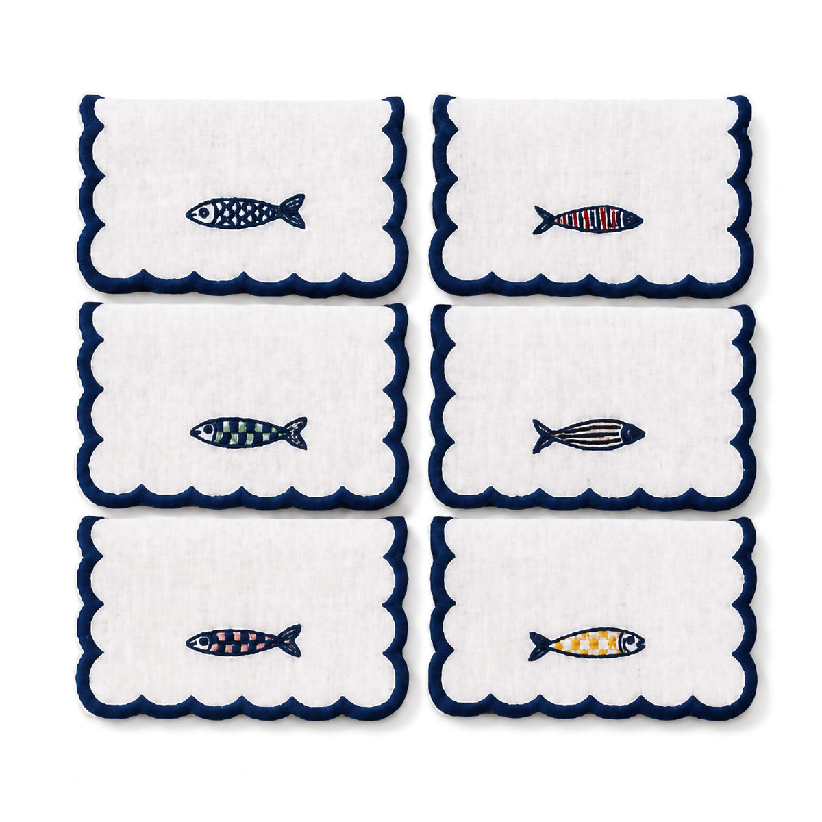 Sardines Cocktail Napkins (Set of 6) with Acrylic Gift Box