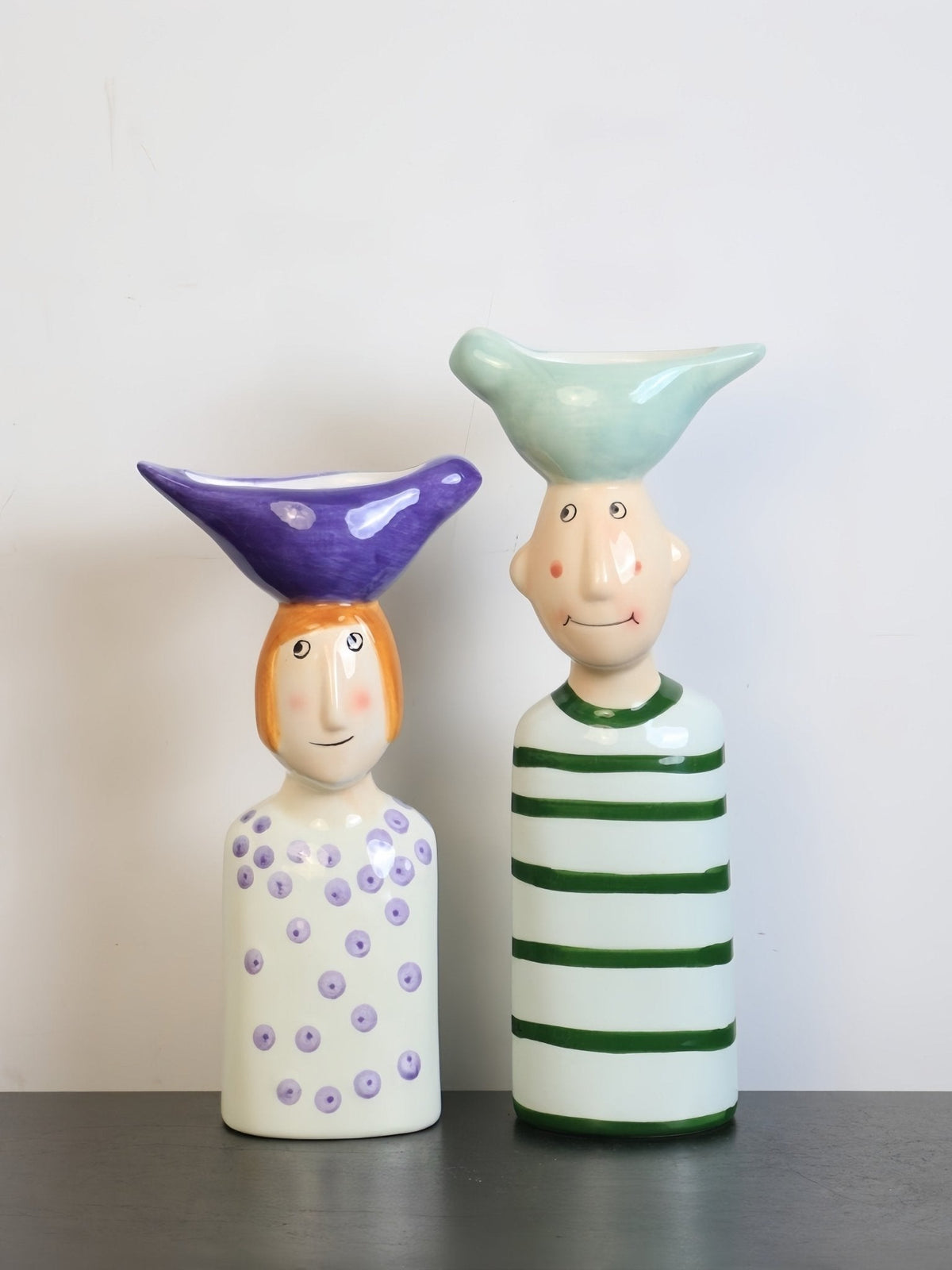 Couple Ceramic Flower Vase – Cute Whimsical Decor for Eclectic Shelf & Table -Vases- Couple Flower Vase-Lil Boy - Inspecial Home