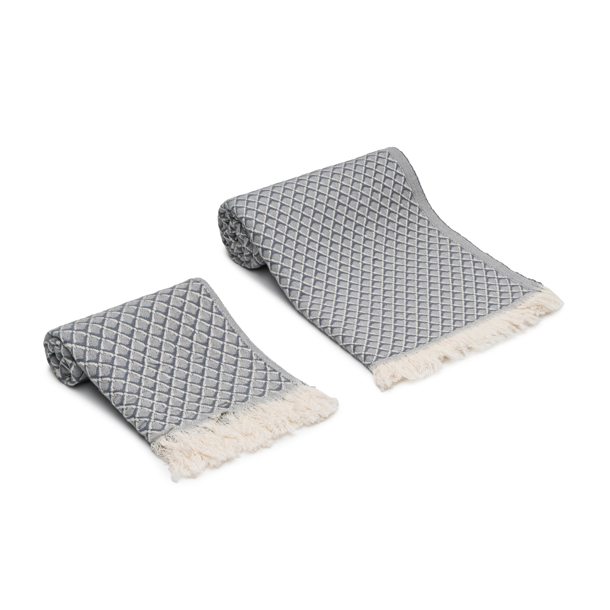 Serenity Grid Turkish Cotton Bath and Hand Towels