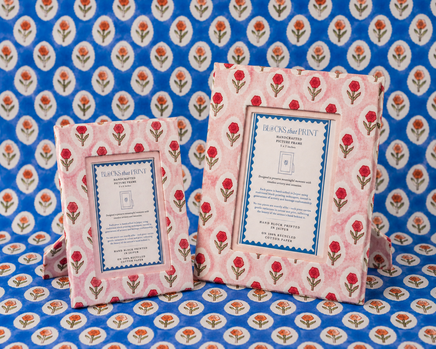 Medium Block Print Photo Frame (4 by 6)  - Tea Rose