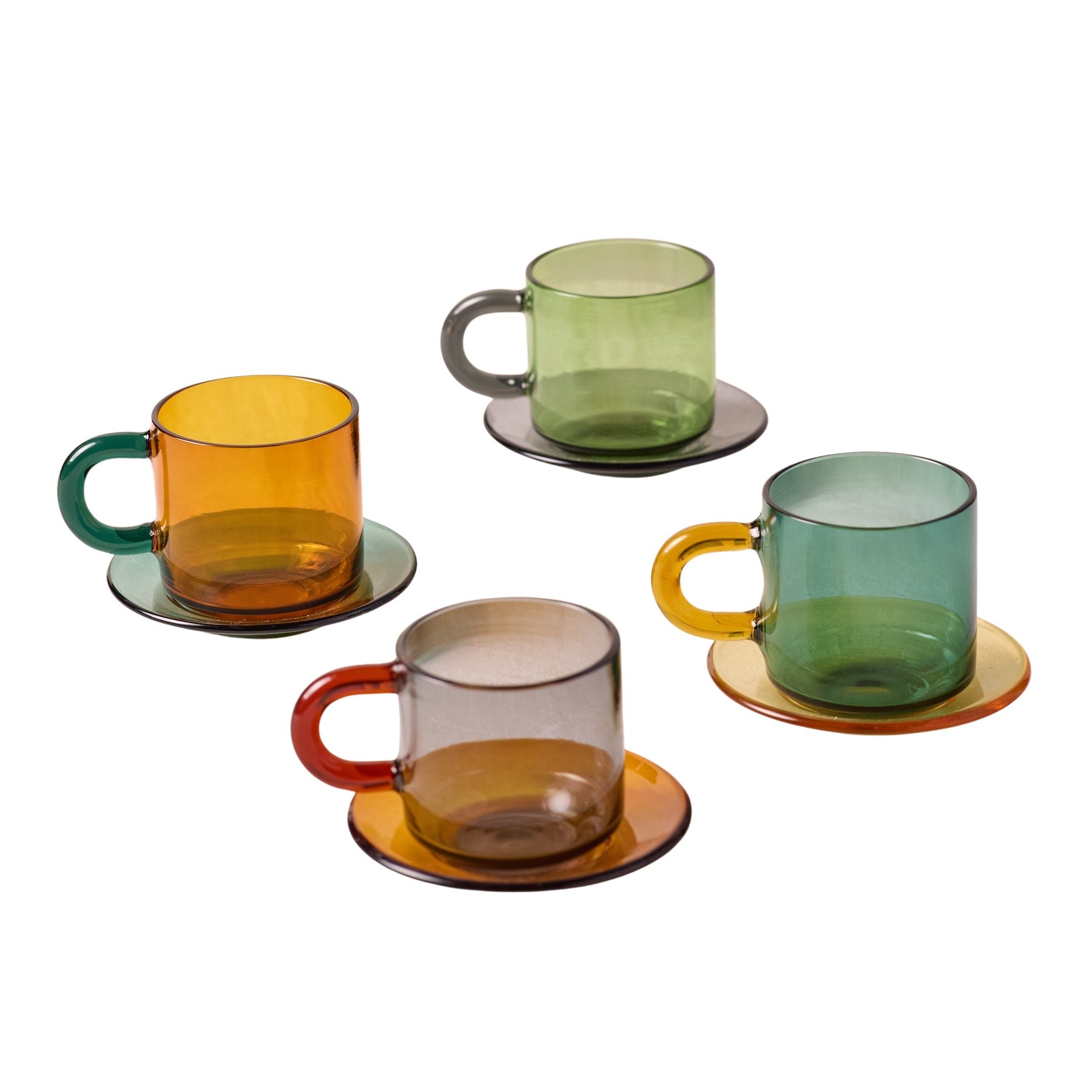 Niko Glass Espresso Cup & Saucer, Set of 4
