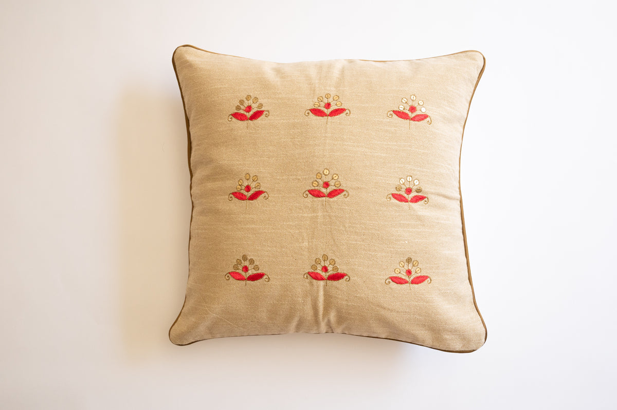 Gul Hand-Embroidered Square Pillow