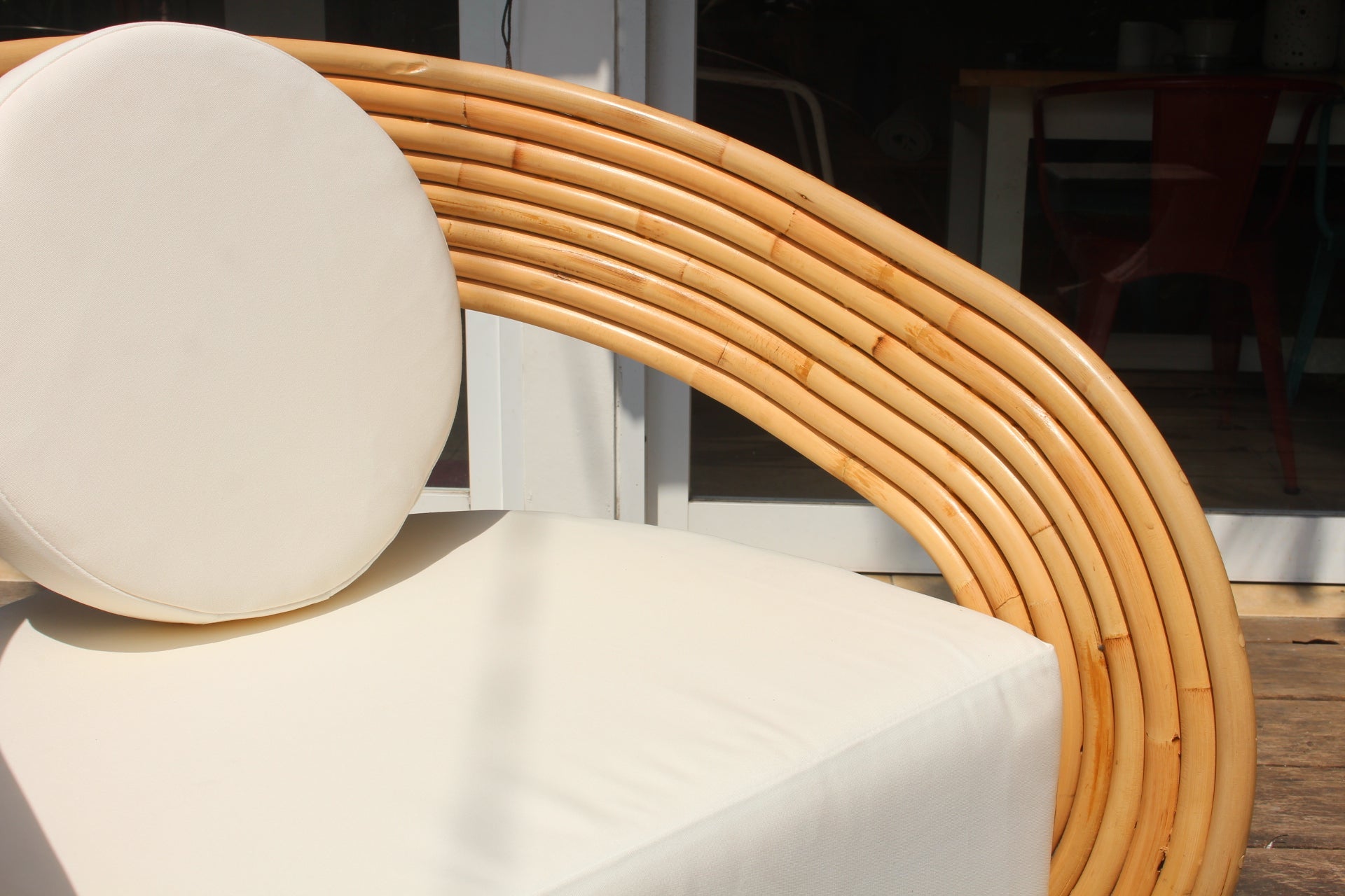 Rattan arm chair detail view