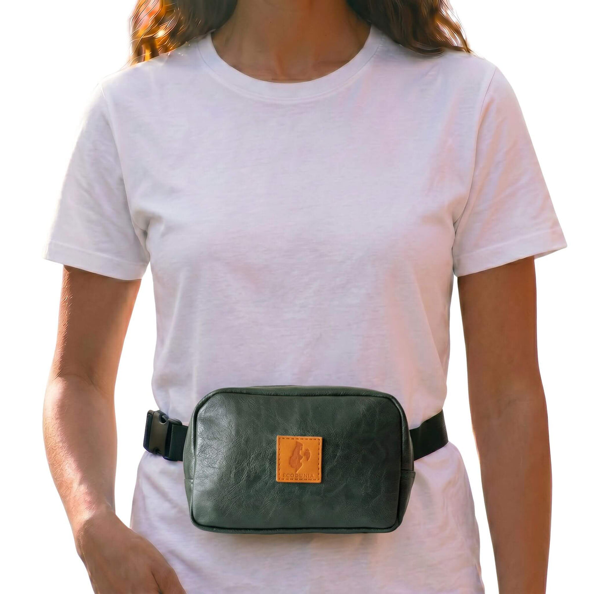 Vegan Leather Crossbody Belt Bag Ecodunia #color_forest-green