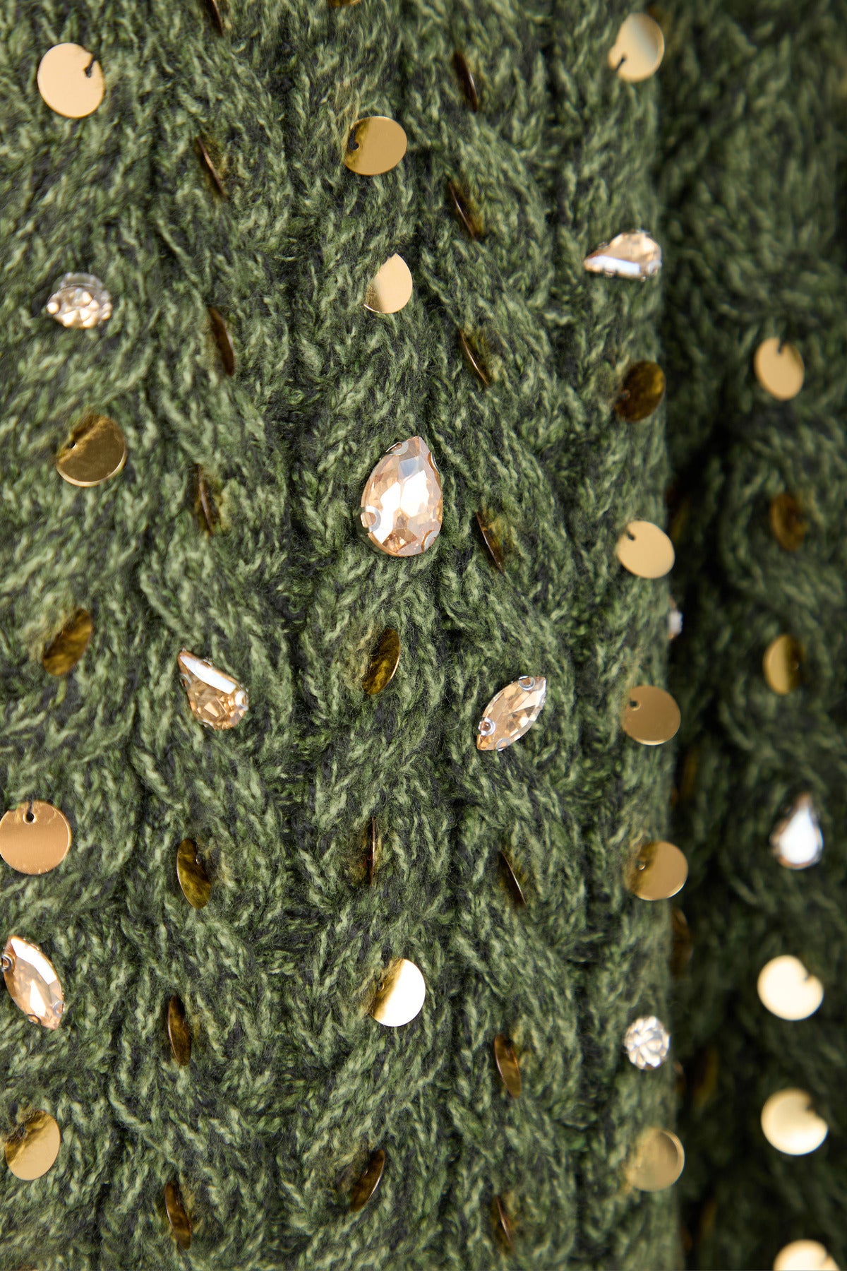 Deco Cable Knit Cardigan - Moss