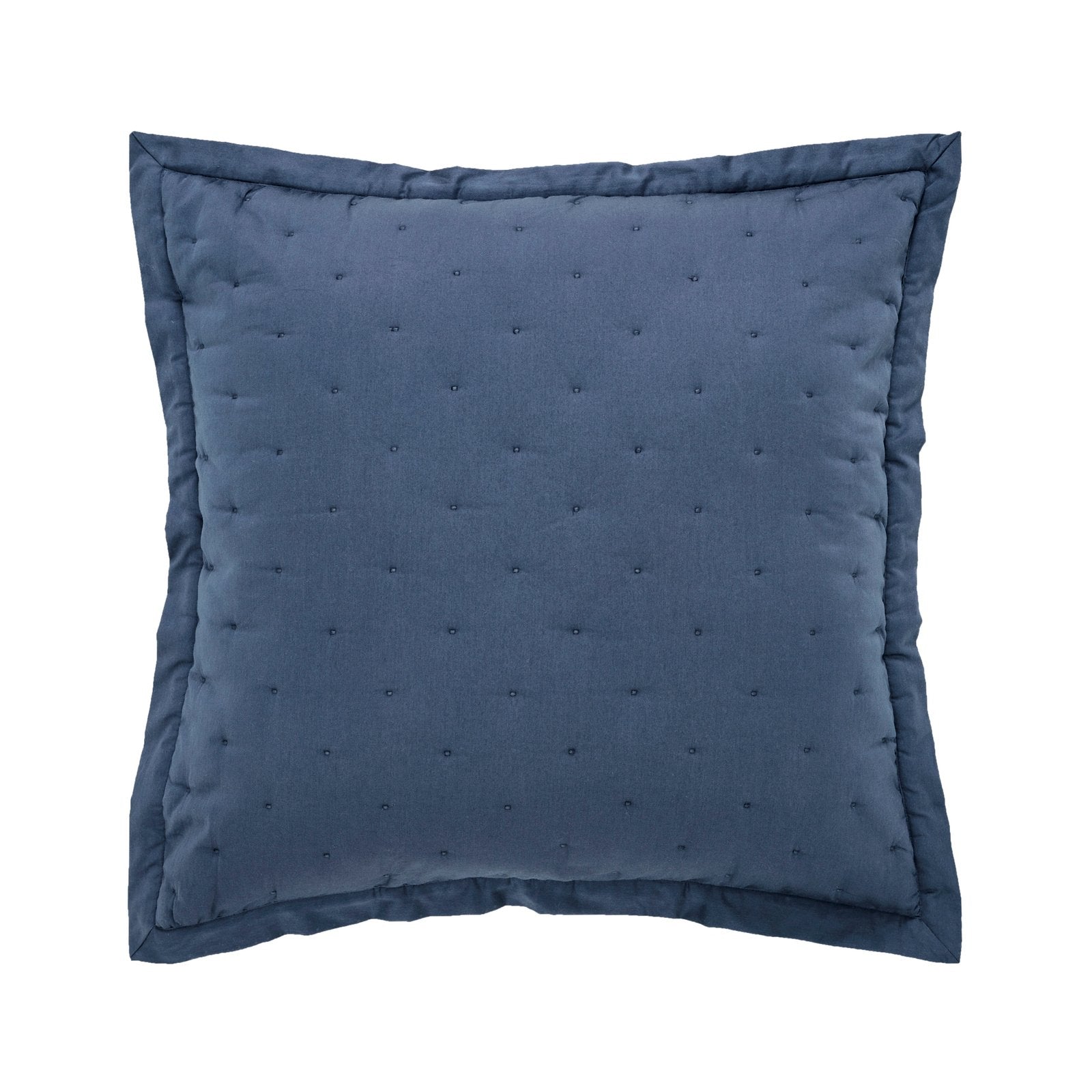 ES-357-2626_1|Modern dark blue square quilted cushion with subtle tufting, adding comfort and style to any bedroom or sofa.