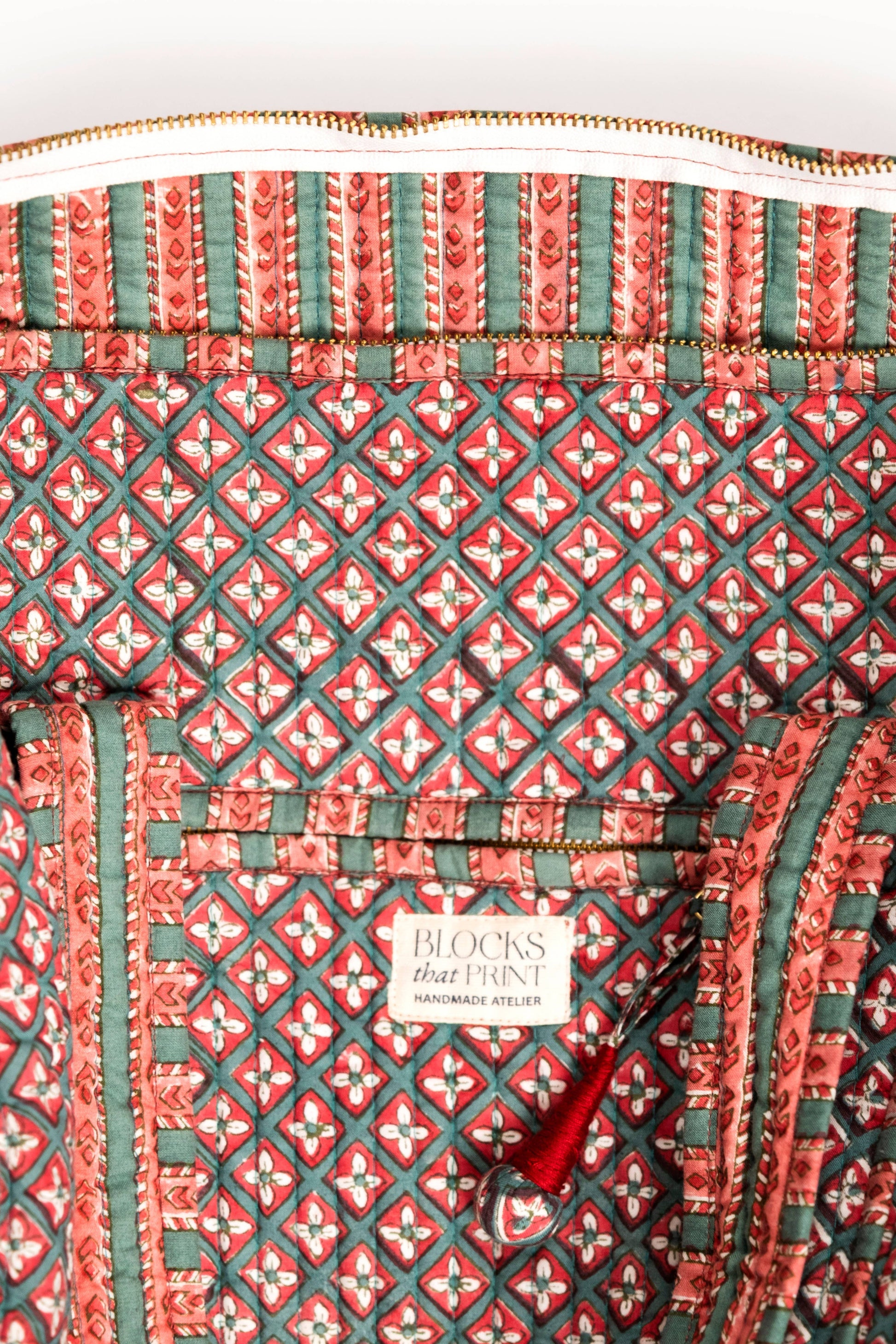 Holly & Berry Crimson Block Print Quilted Duffle Bag