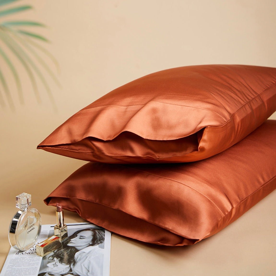 6A Grade Organic Mulberry Silk Pillowcase for Better Skin & Hair - 30 Momme. Pure Silk on Both Sides - 6A Grade Organic Mulberry Silk Pillowcase - Burnt Orange - INSPECIAL HOME