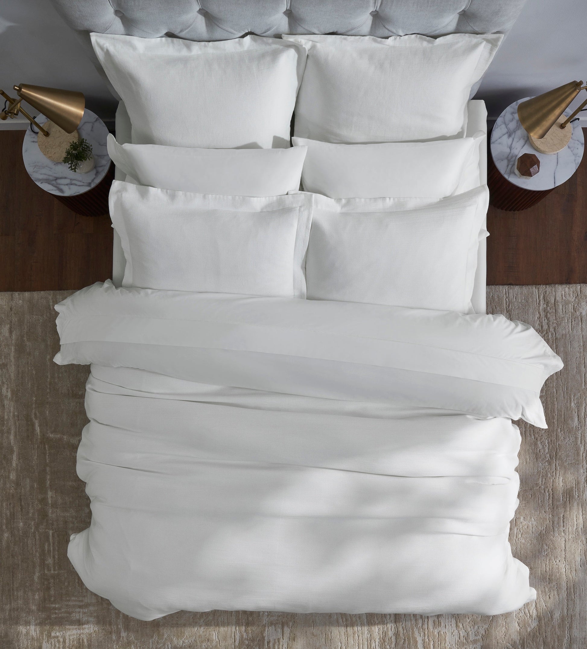 DT-067-10692_5|Elegant white textured duvet cover, providing versatile comfort and a minimalist aesthetic for any modern bedroom.