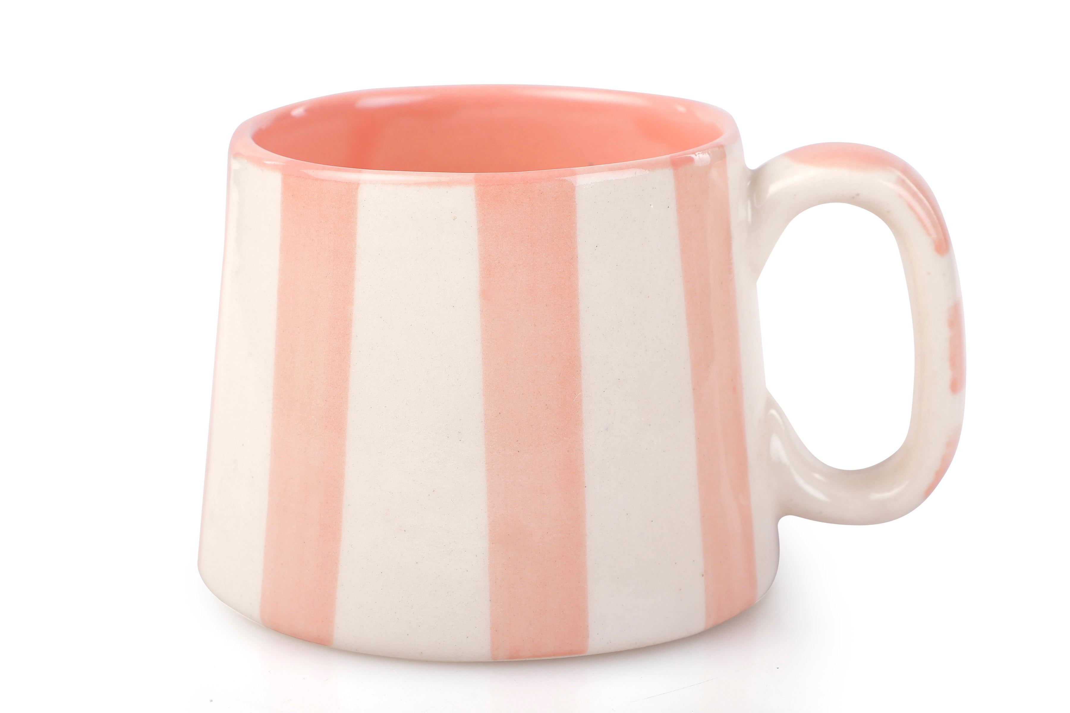 Ceramic Pink Stripe Coffee Cup