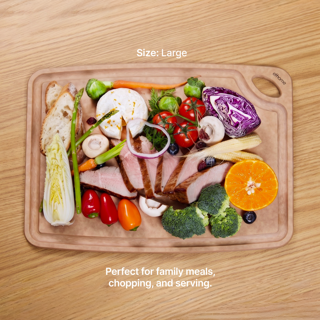 Elihome Classic Series 4 Piece Cutting Board Set (S+M+L+XL) - Large board in use on kitchen countertop