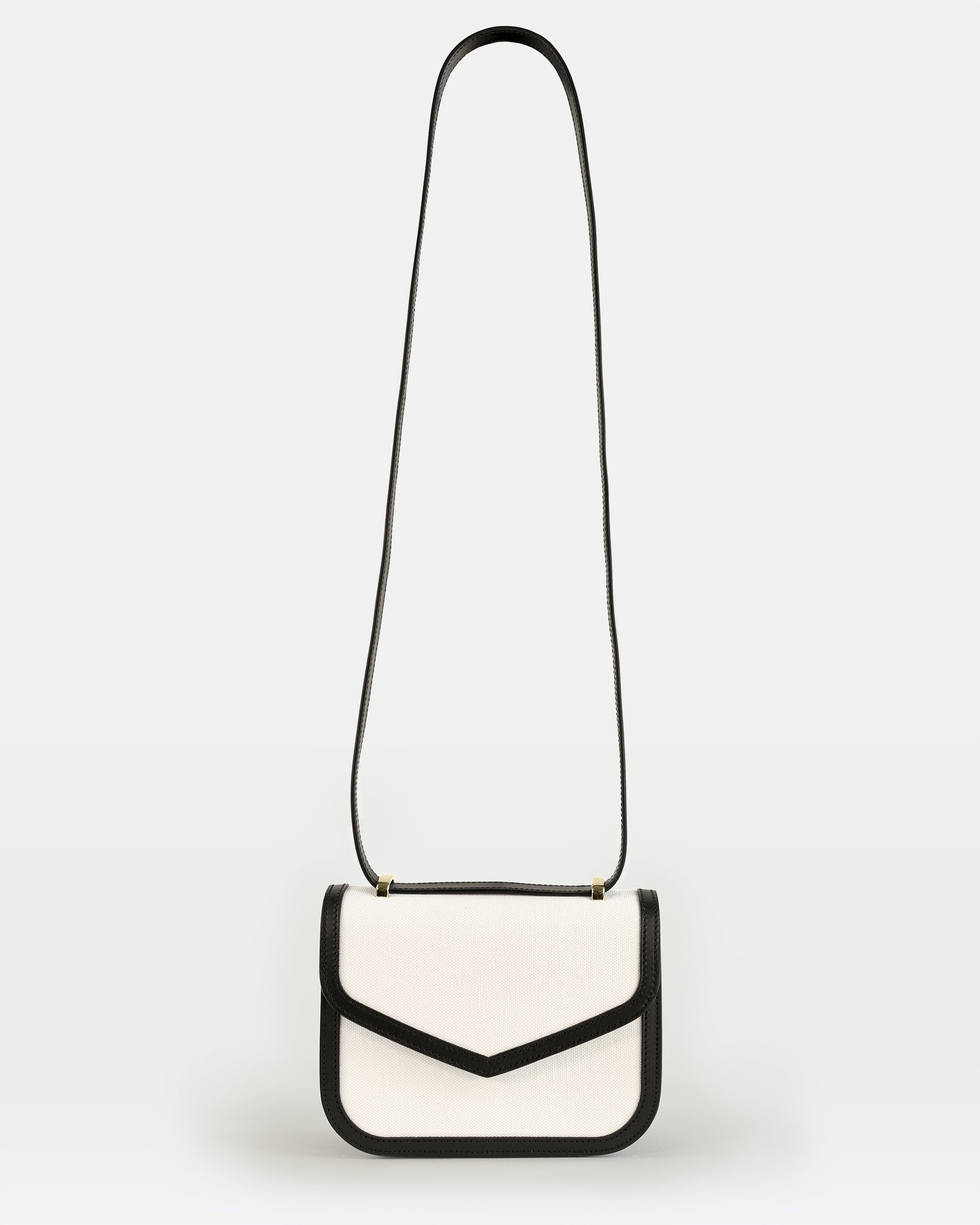 Small Crossbody in canvas and vegetable tanned calfskin leather - OffWhite/Black - Back view - Maya Crossbody | MODHER