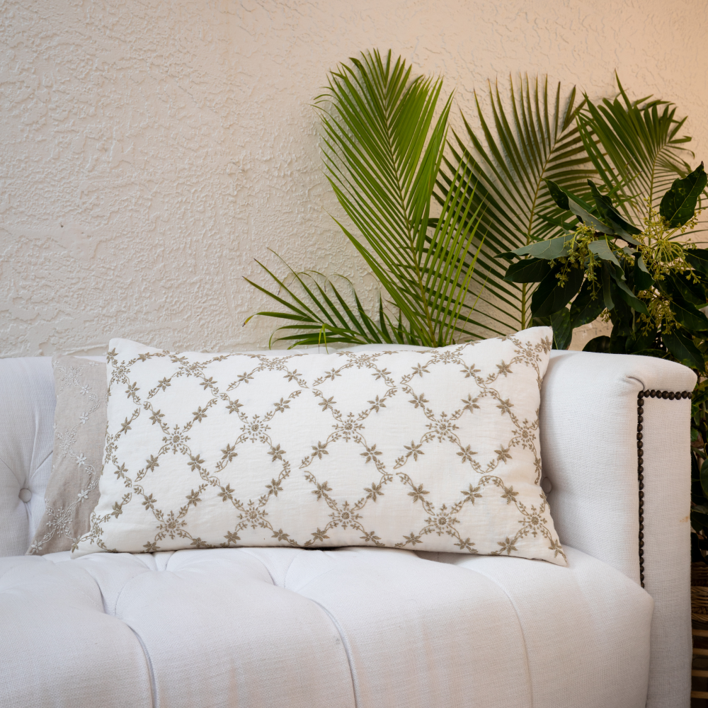 Grace Lucknow Lumbar Pillow Cover Shell Linen