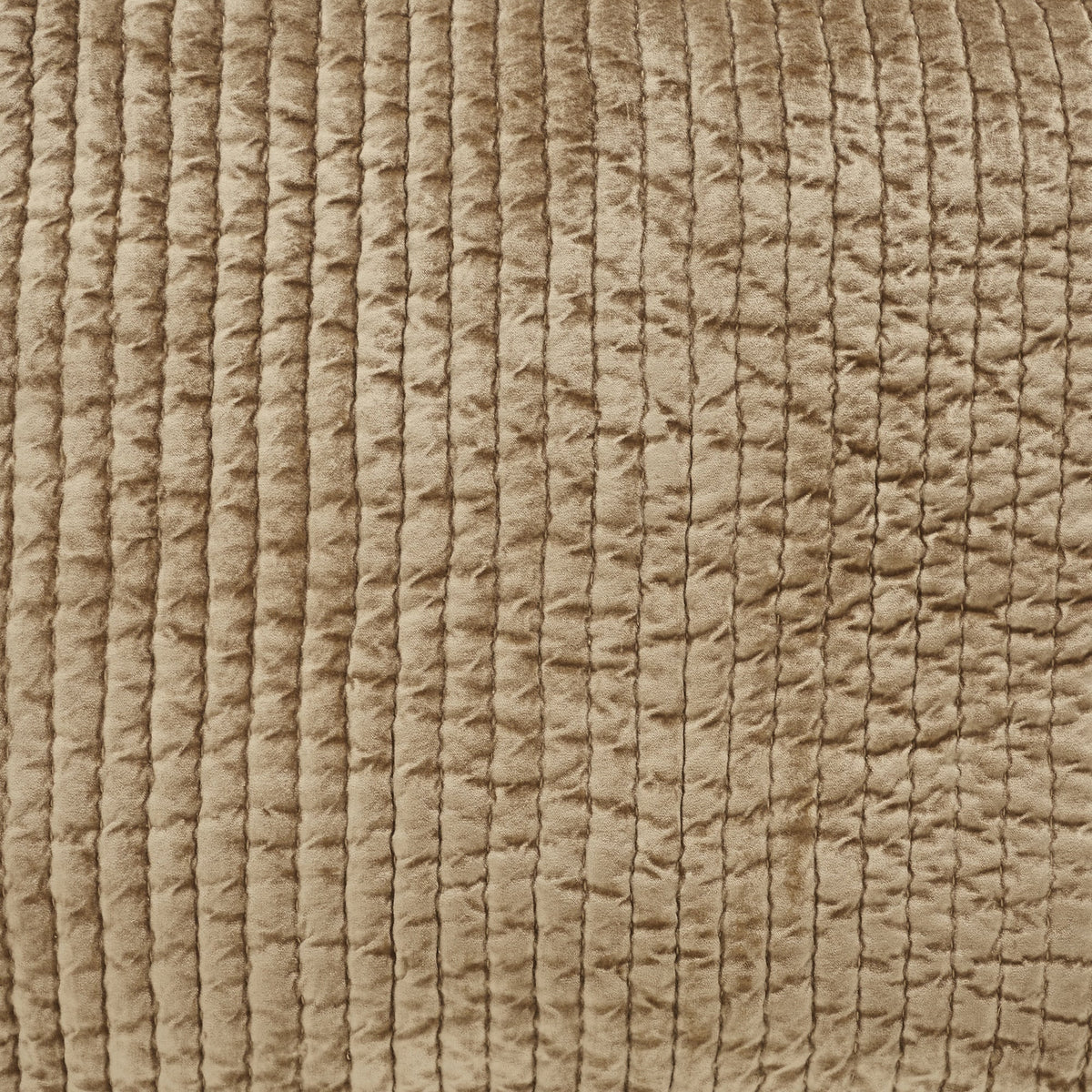 QT-362-11096_9|Warm beige textured quilted bedspread with vertical crinkled channels, offering plush comfort and rustic elegance.