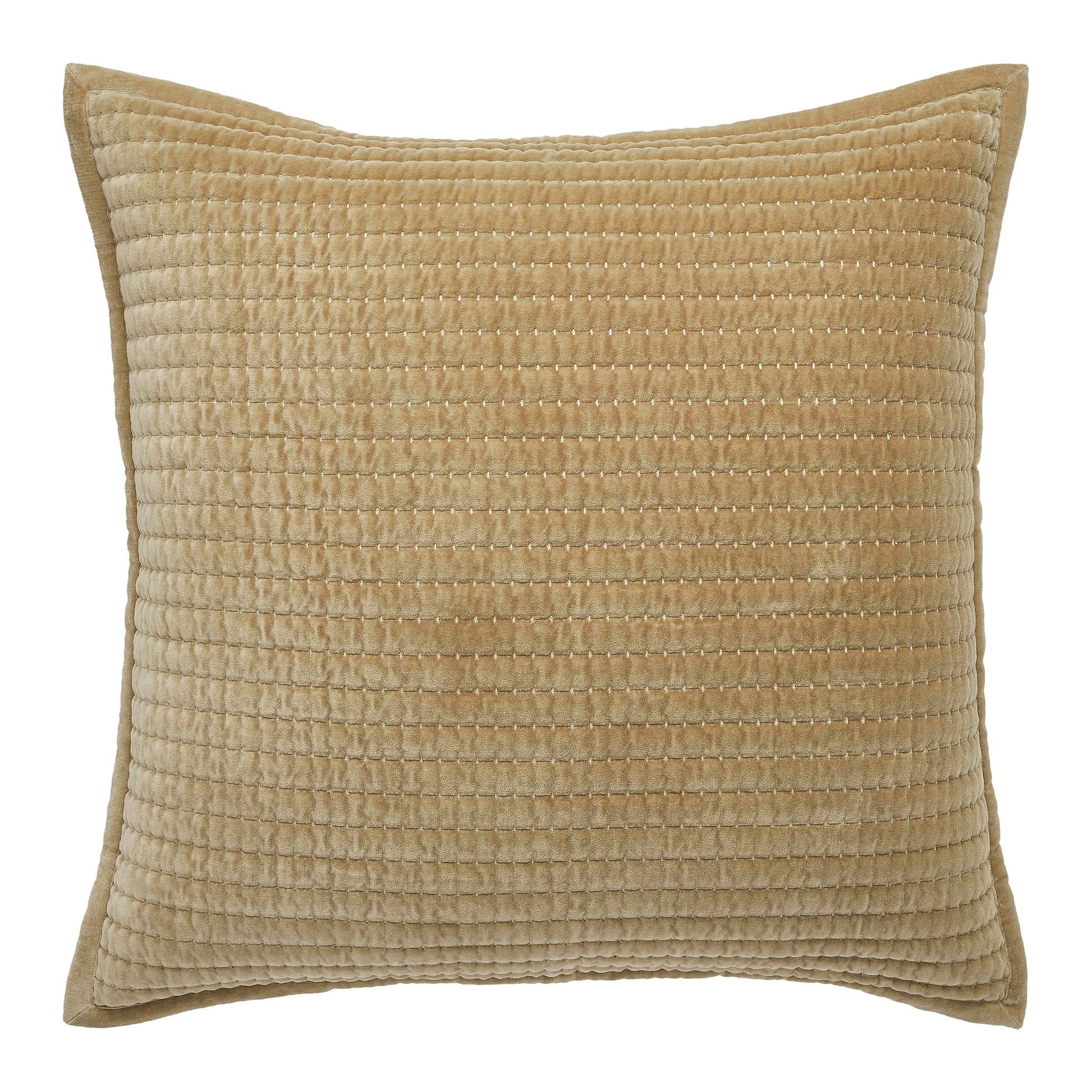 ES-267-2626_1|Cozy textured light brown quilted decorative pillow, perfectly complementing a plush coverlet bedding set for comfort.