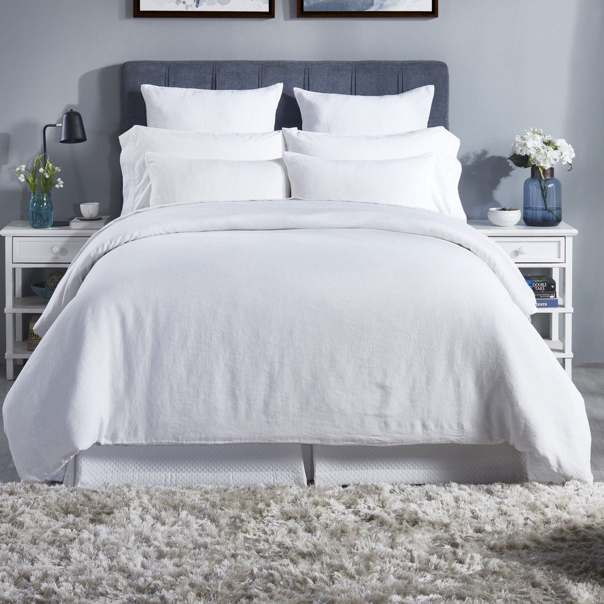 DT-037-9092_1|Crisp white pure cotton duvet cover, perfect for a serene and elegant bedroom. Soft, breathable, hotel-quality bedding.