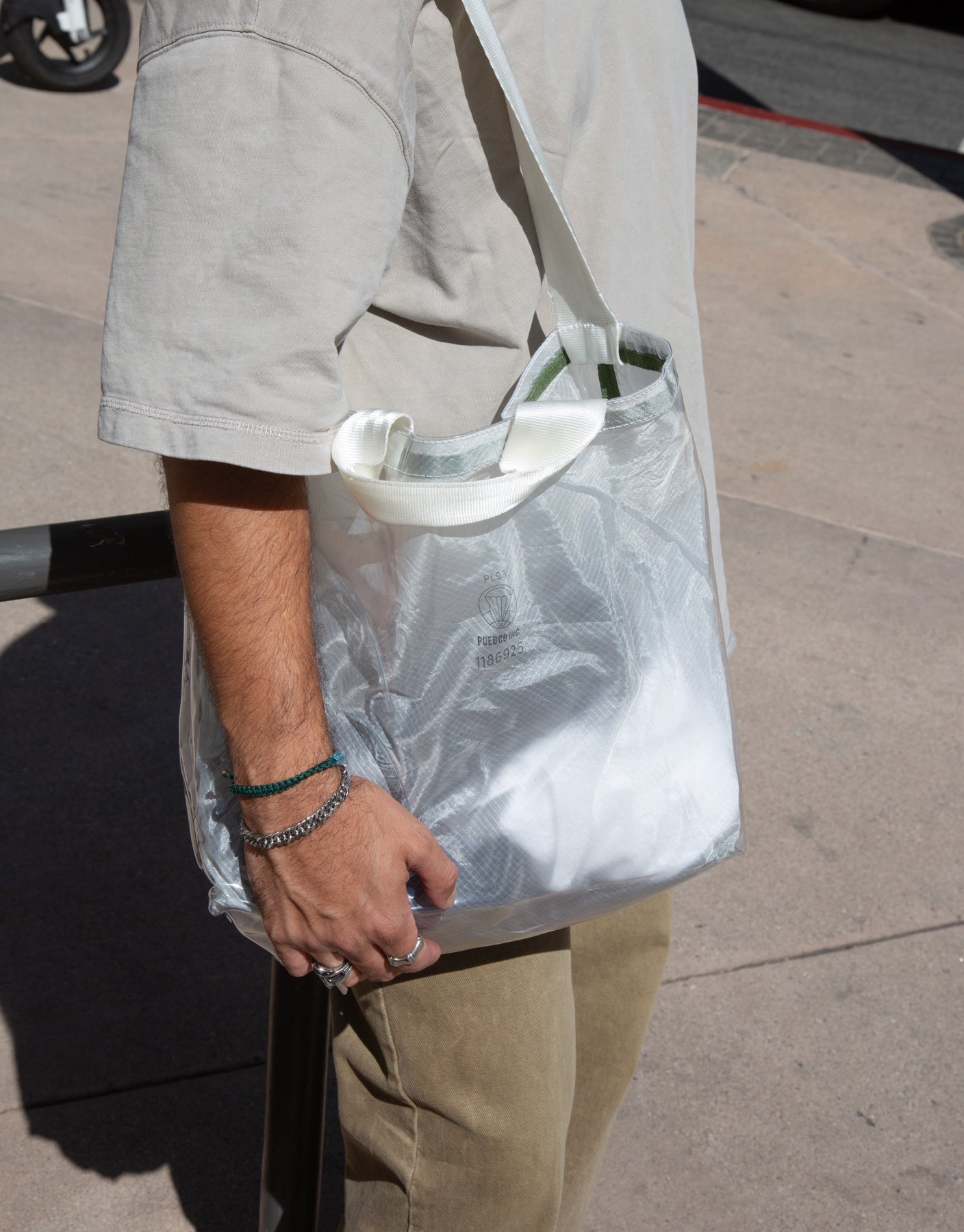 Covered Parachute Shoulder Bag White Puebco 504094 2