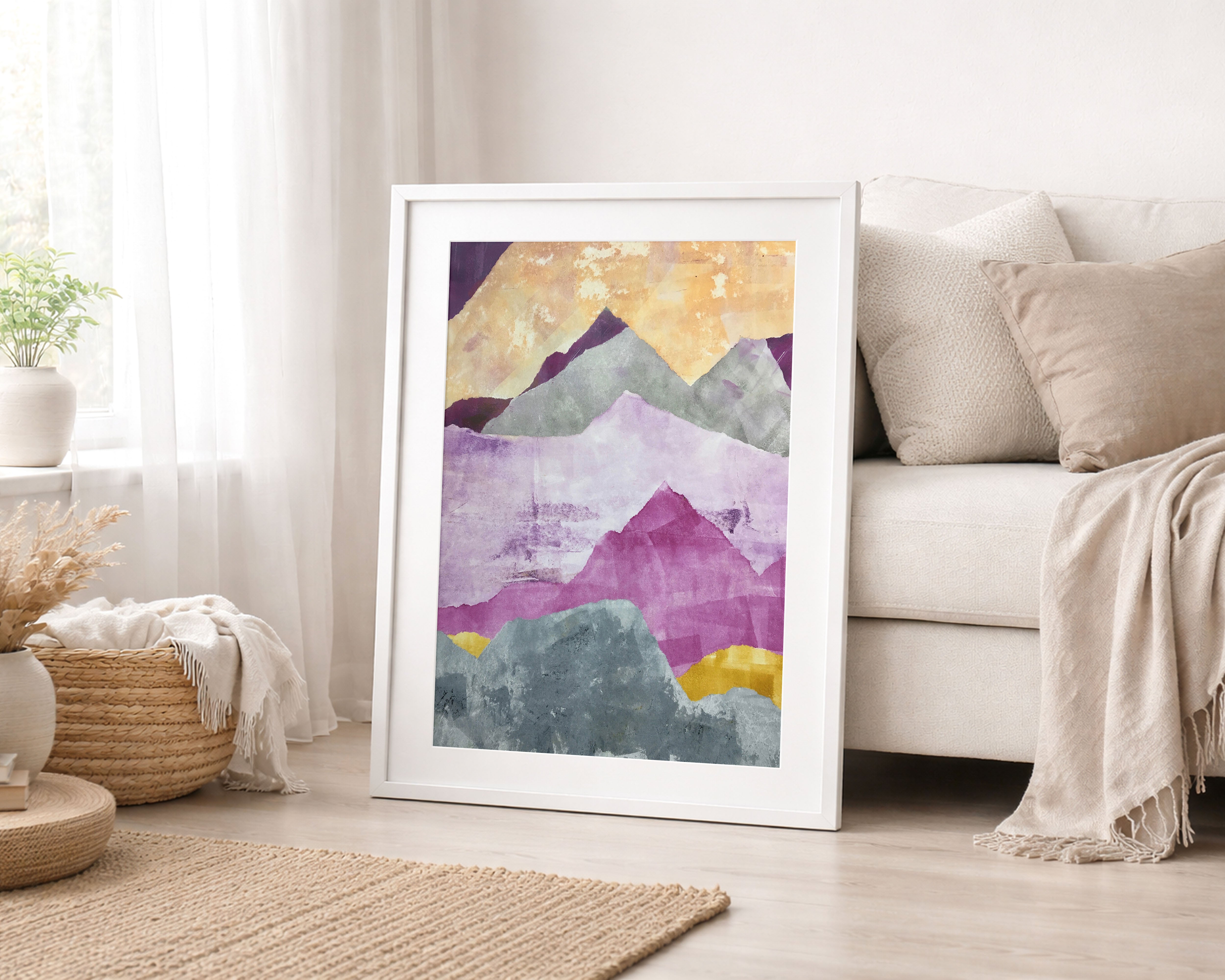 Sunset Mountains Large Framed Print