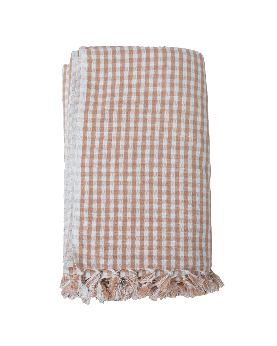 Tan Gingham Tablecloth